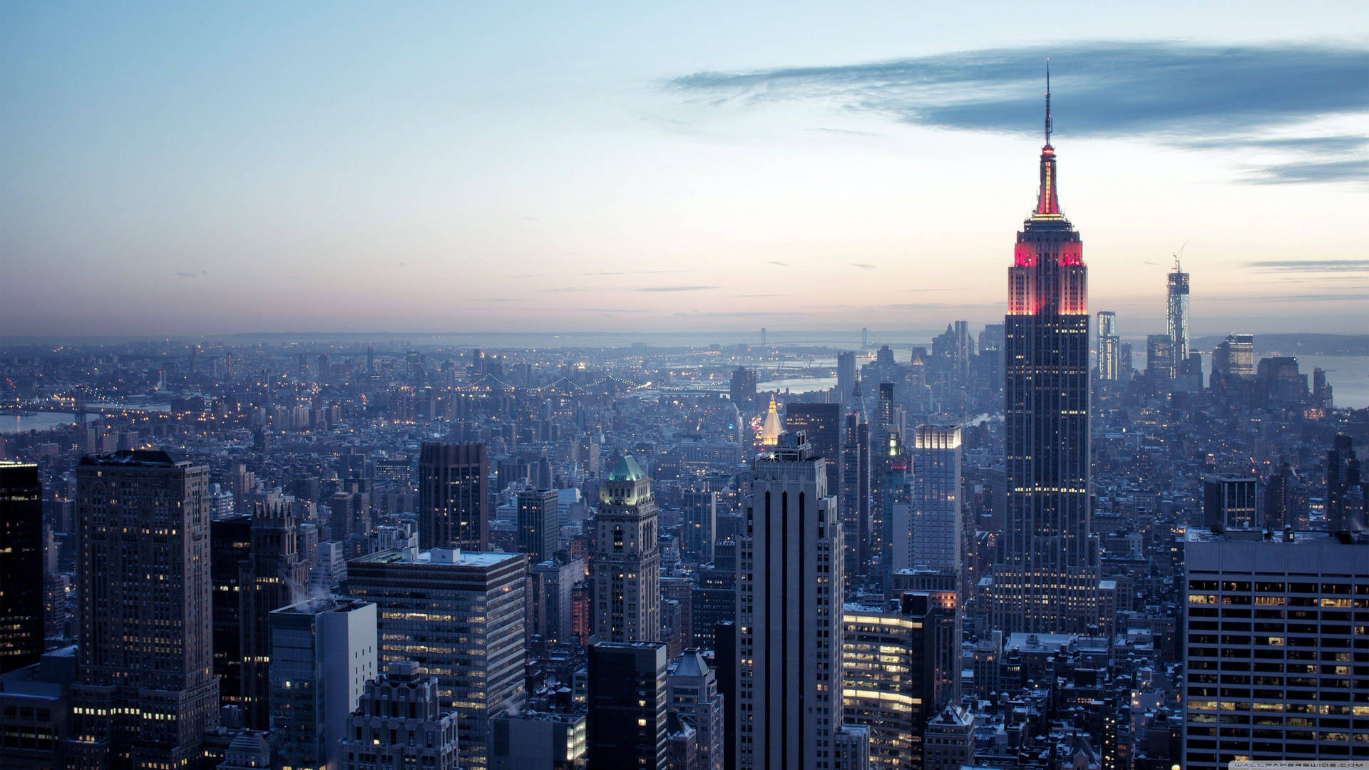 New York City Rockefeller Winter Sunset Background