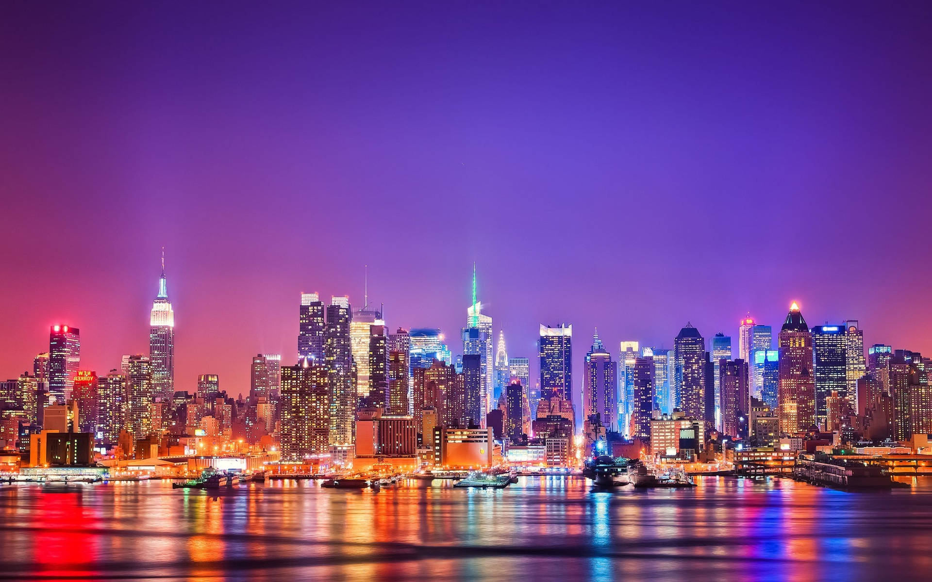 New York City Skyline At Night Background