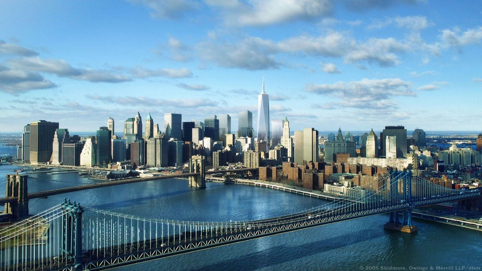 New York City Skyline Freedom Tower Background