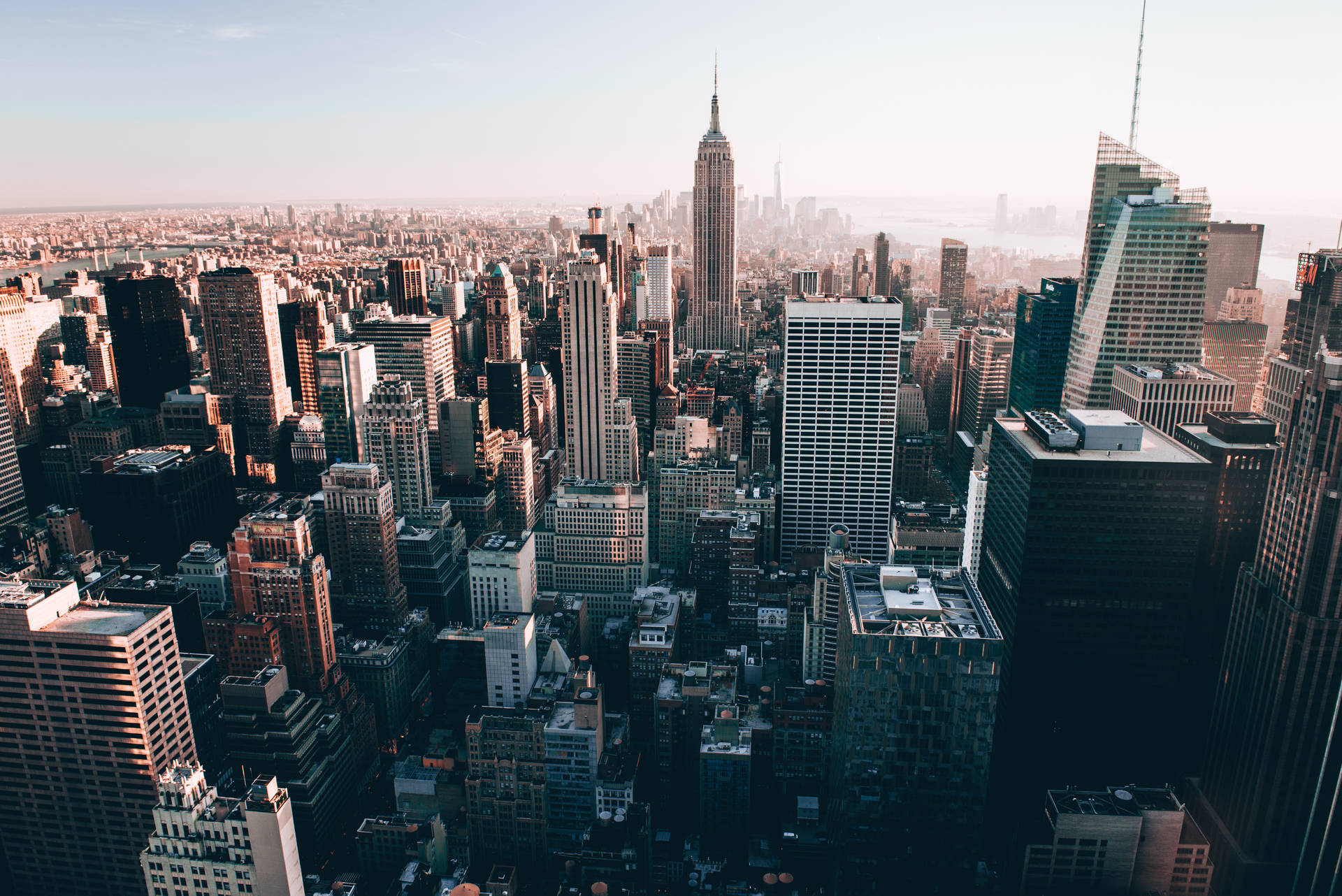 New York City Skyscrapers Aerial View Background