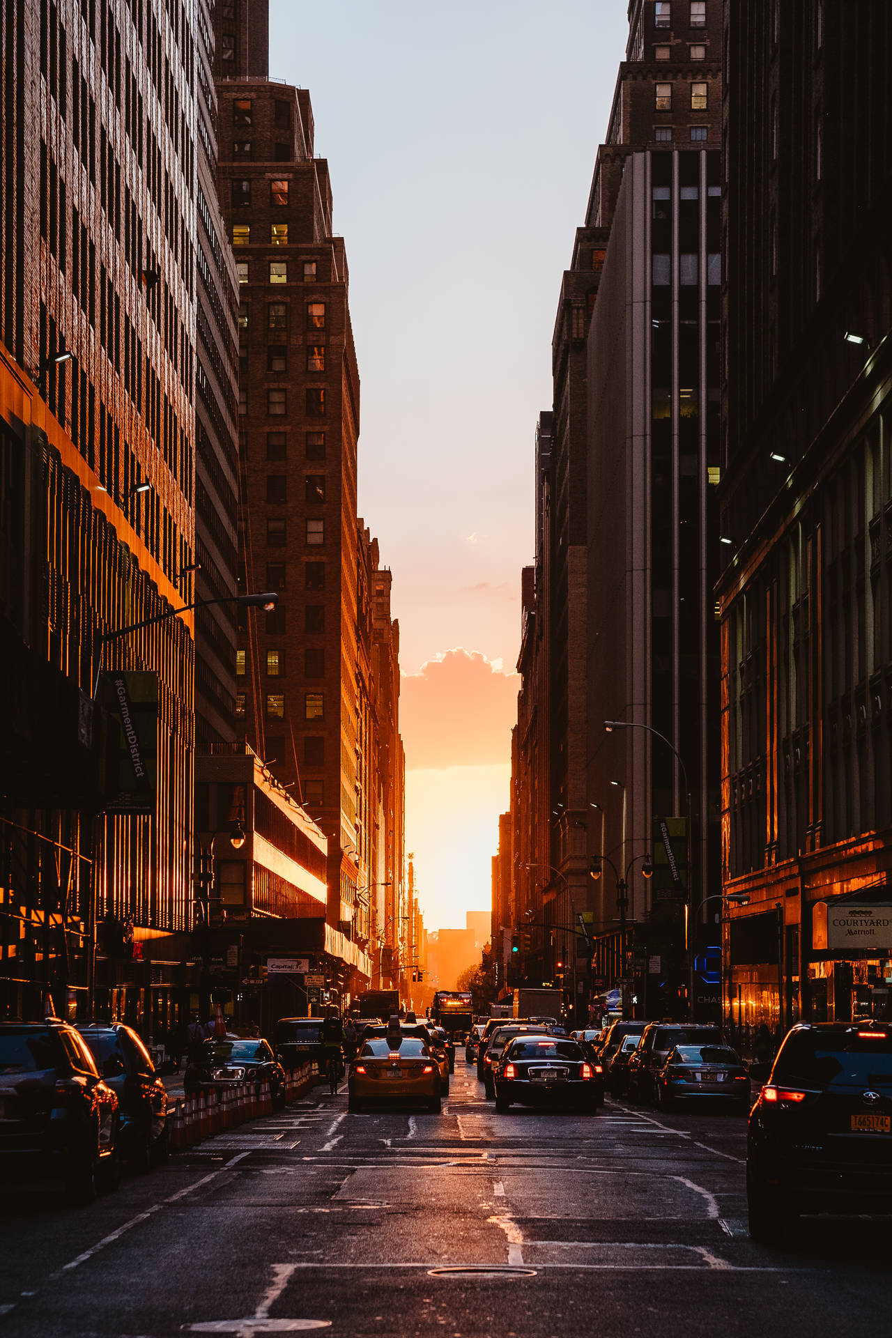 New York City Sunset Building Background