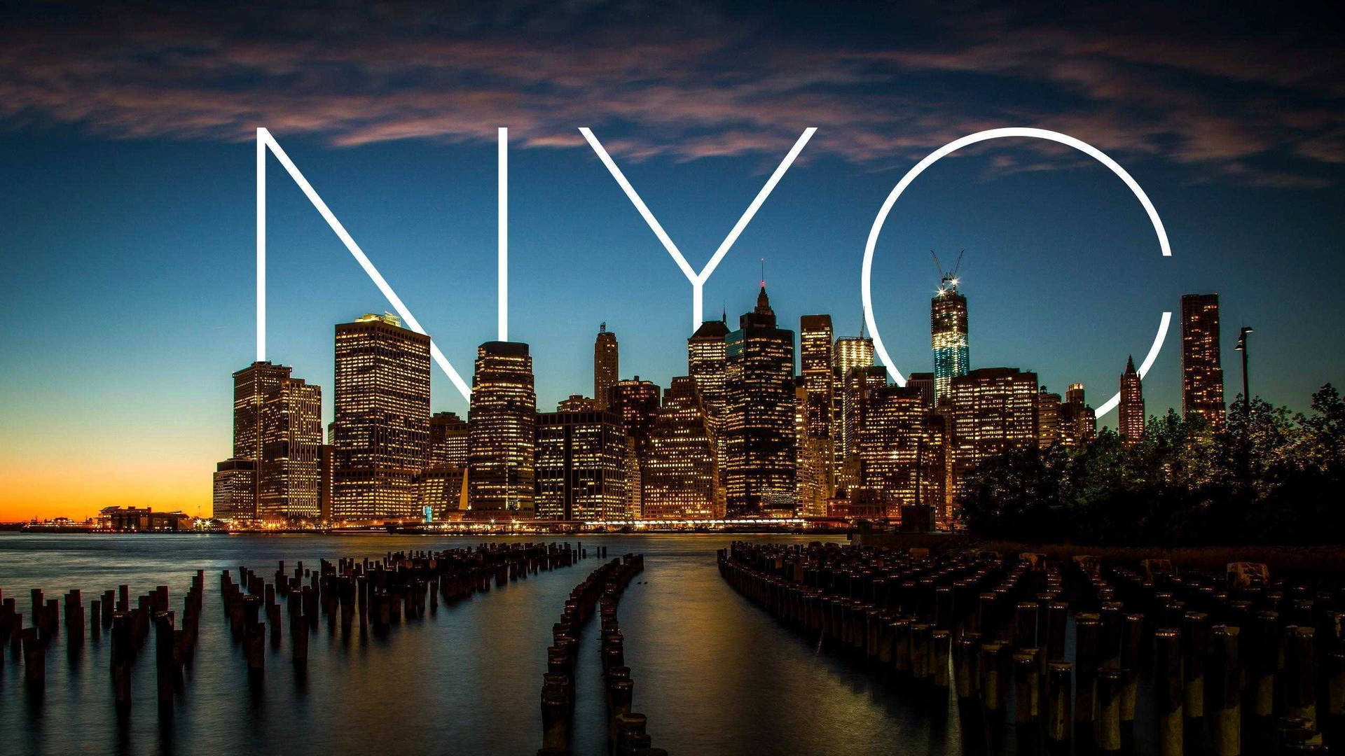 New York City With Nyc Text Background