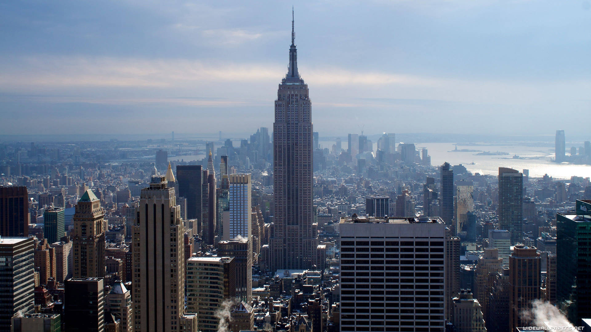 New York Empire State Building Aerial View Background