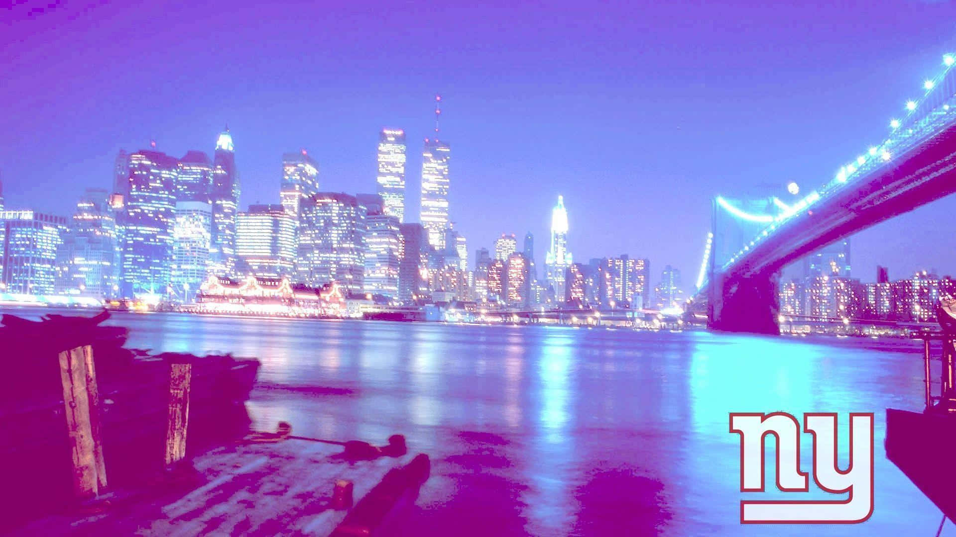 New York Giants Logo Cityscape Night View Background