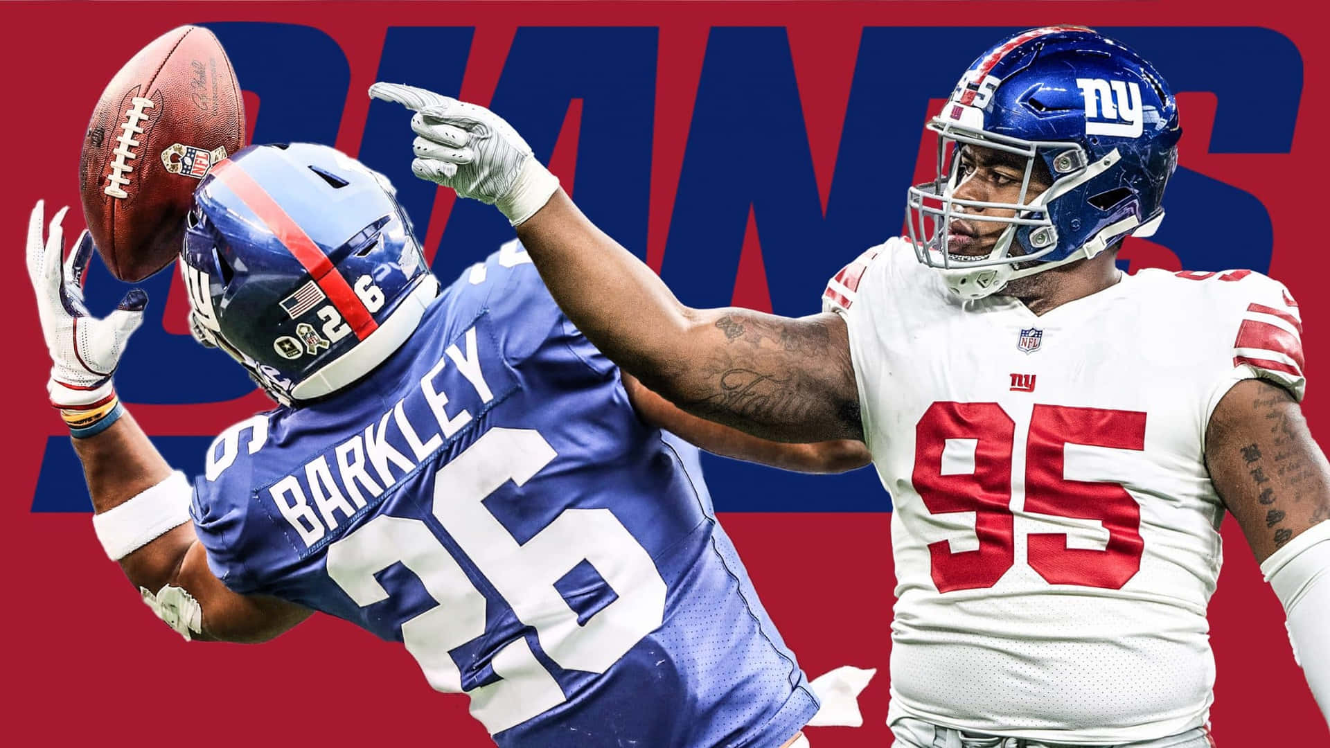 New York Giants Saquon Barkley And Bj Hill Illustration Background