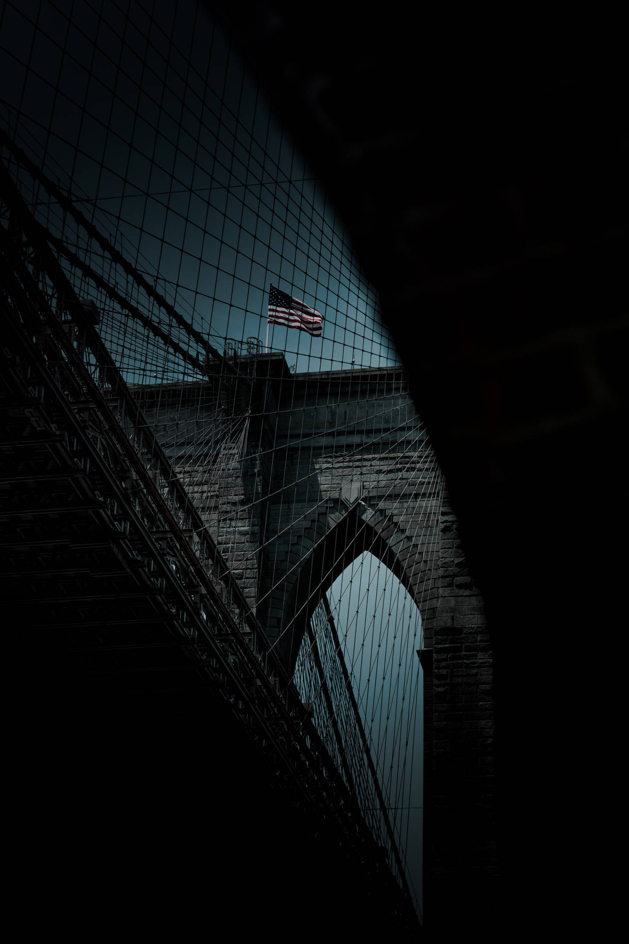 New York Hd Brooklyn Bridge's Wires Background