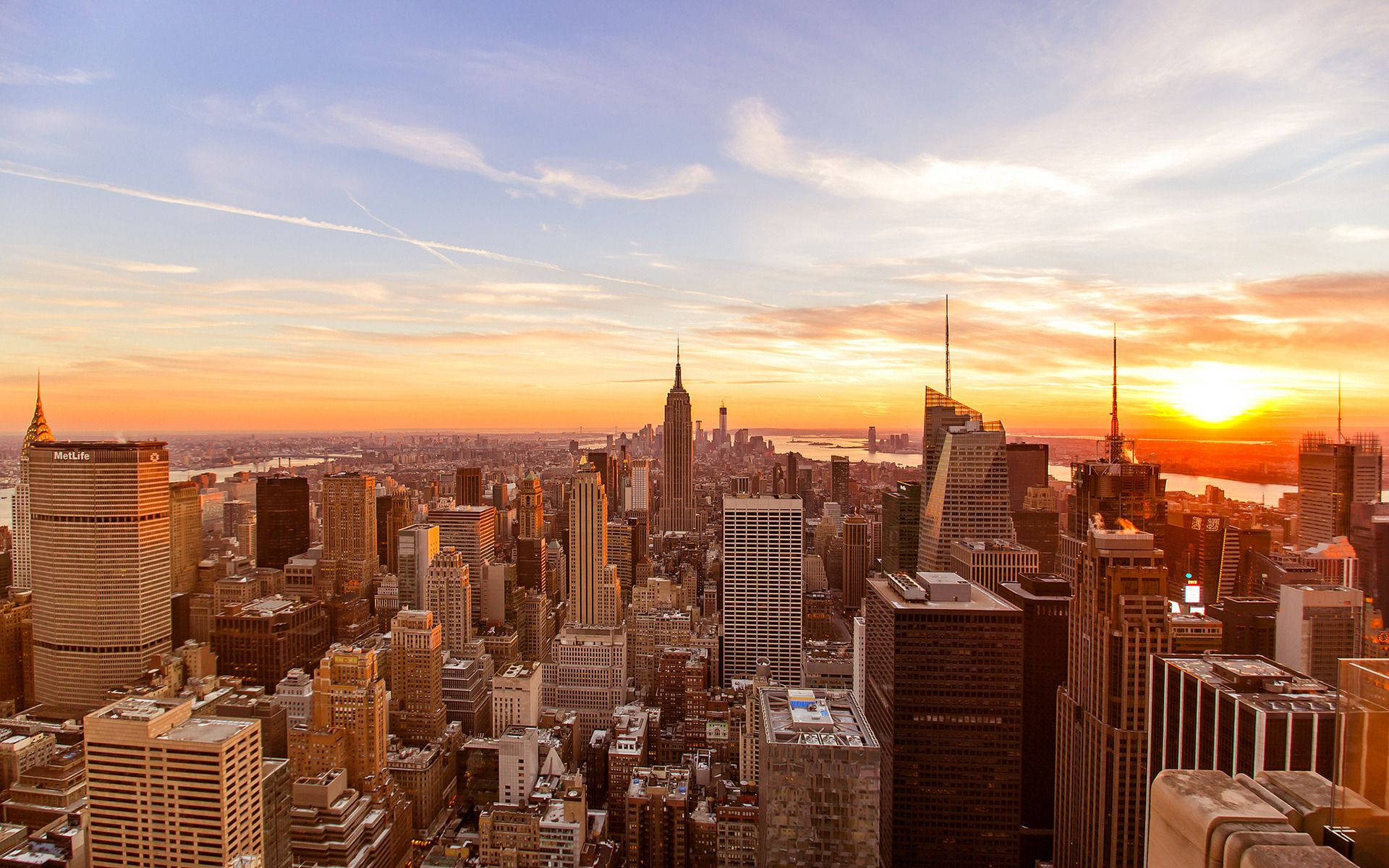 New York Hd Buildings Under Sunset Background