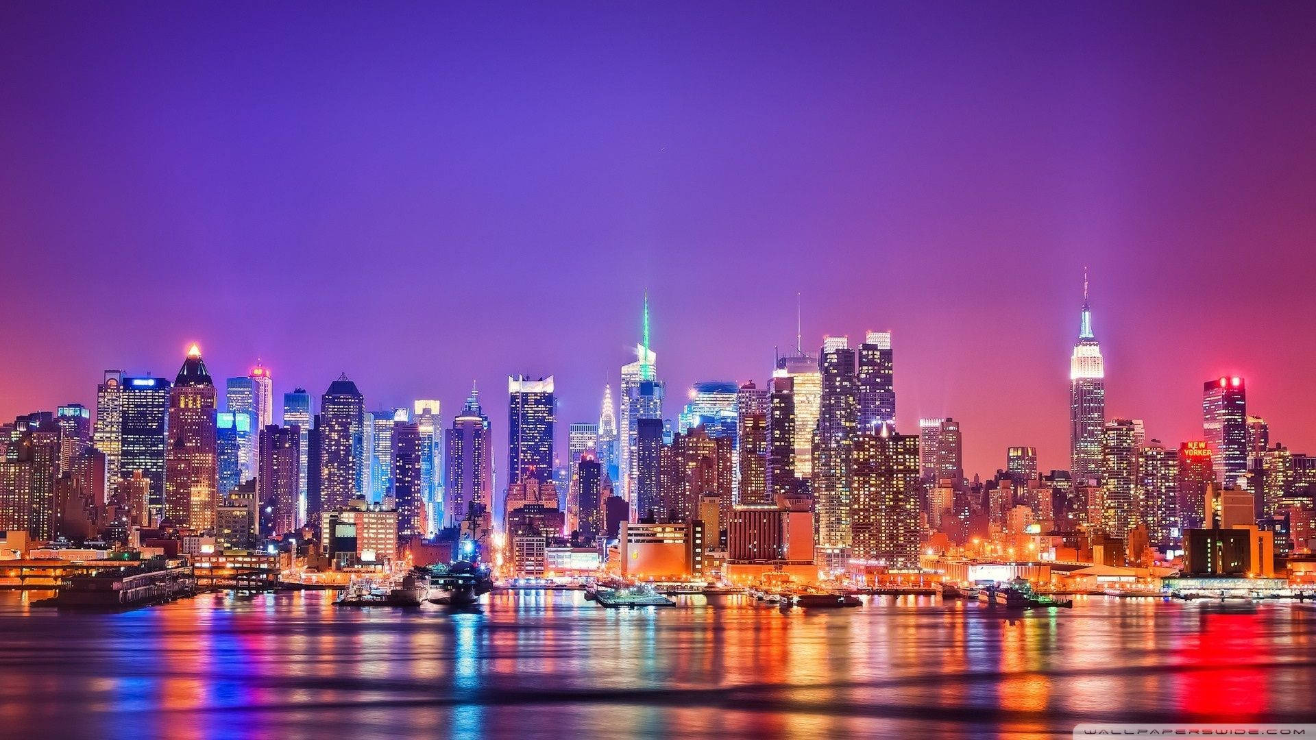 New York Hd Harbor And Skyscrapers Background