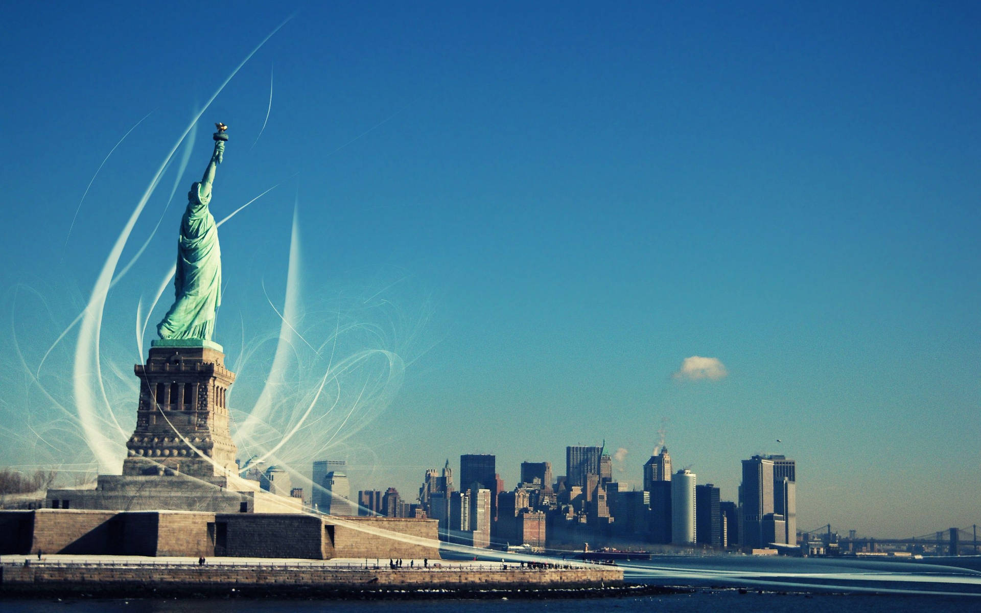 New York Hd Liberty Statue Winds Background