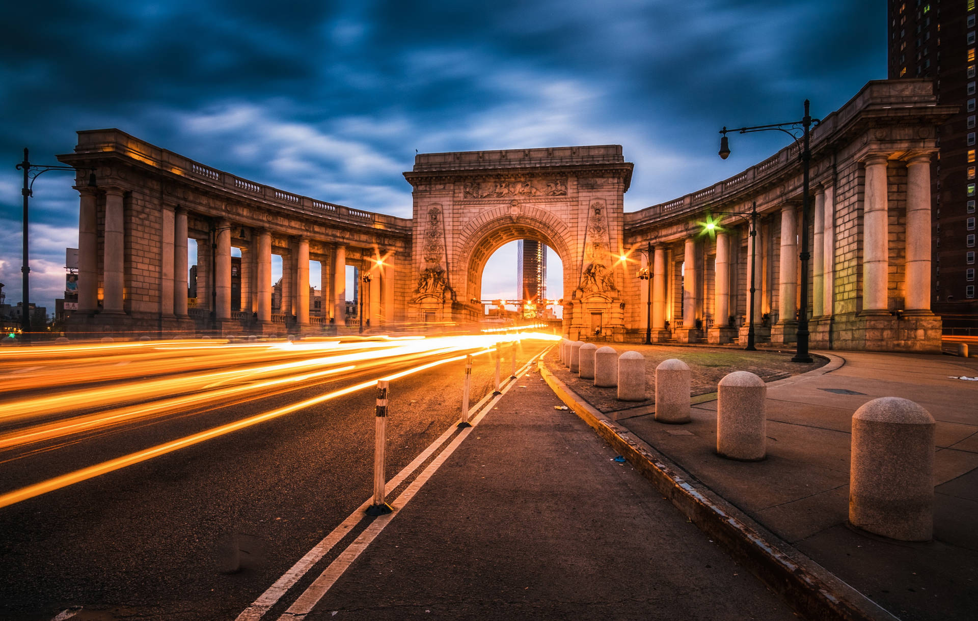 New York Hd Manhattan Bridge Arch Background