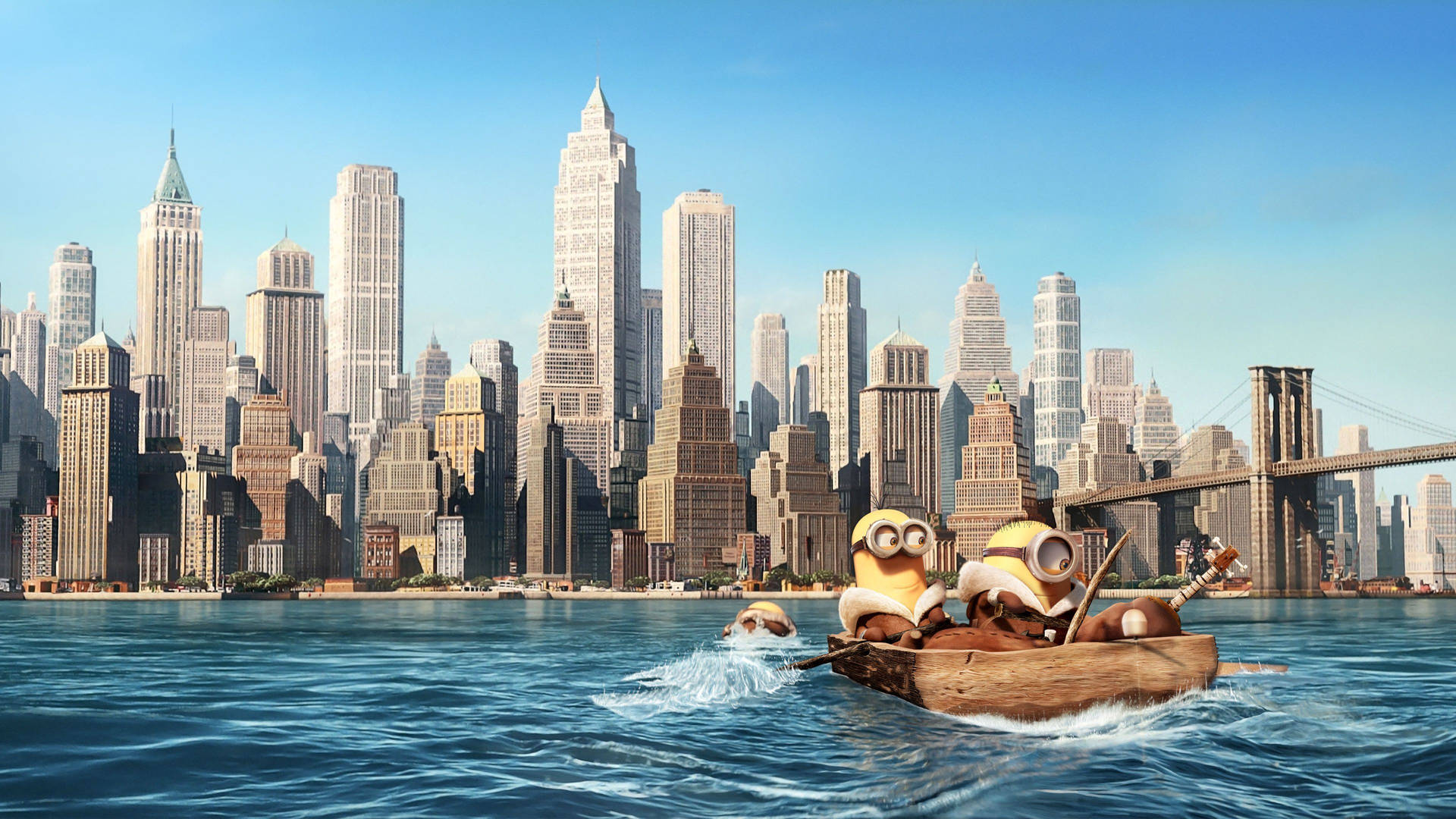 New York Hd Minions Riding Boat Background