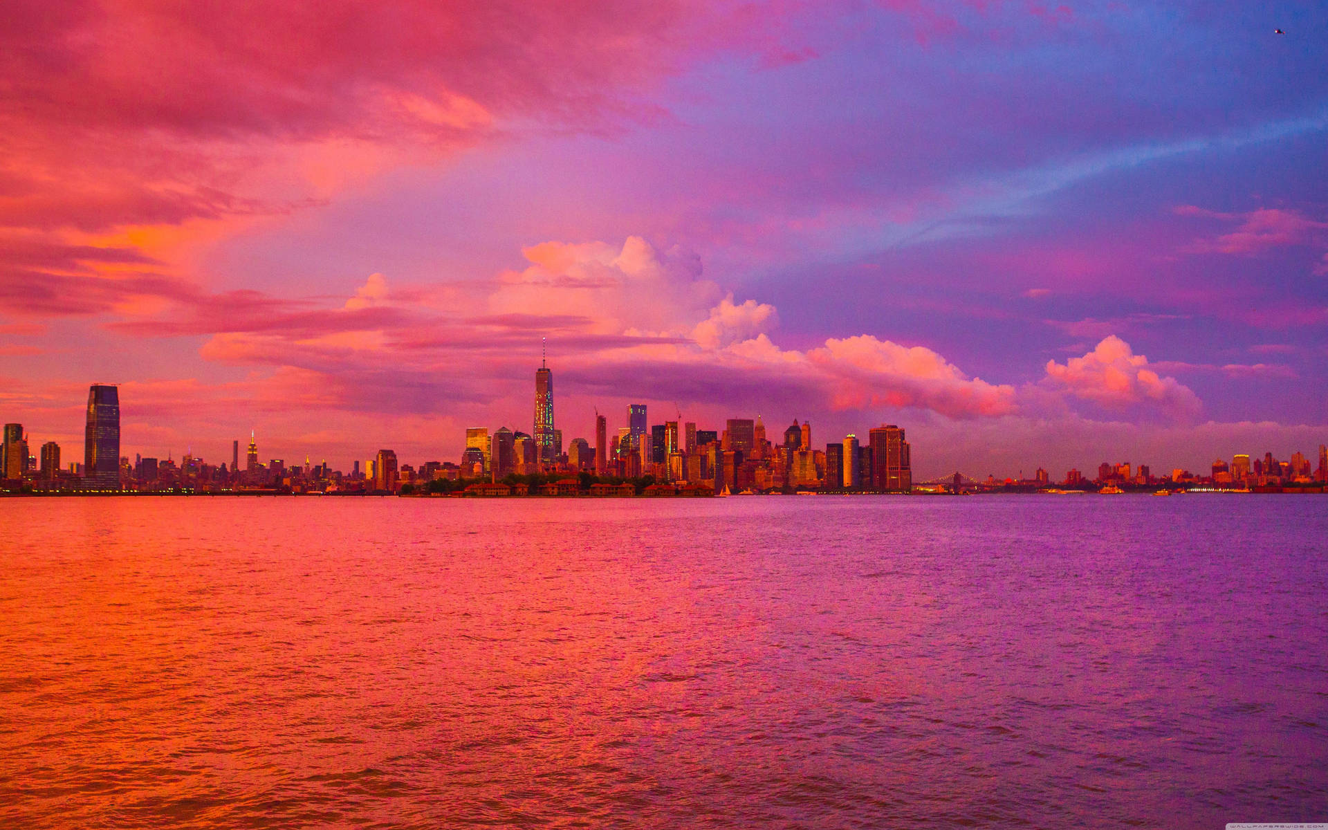 New York Hd Pink Hudson River Background