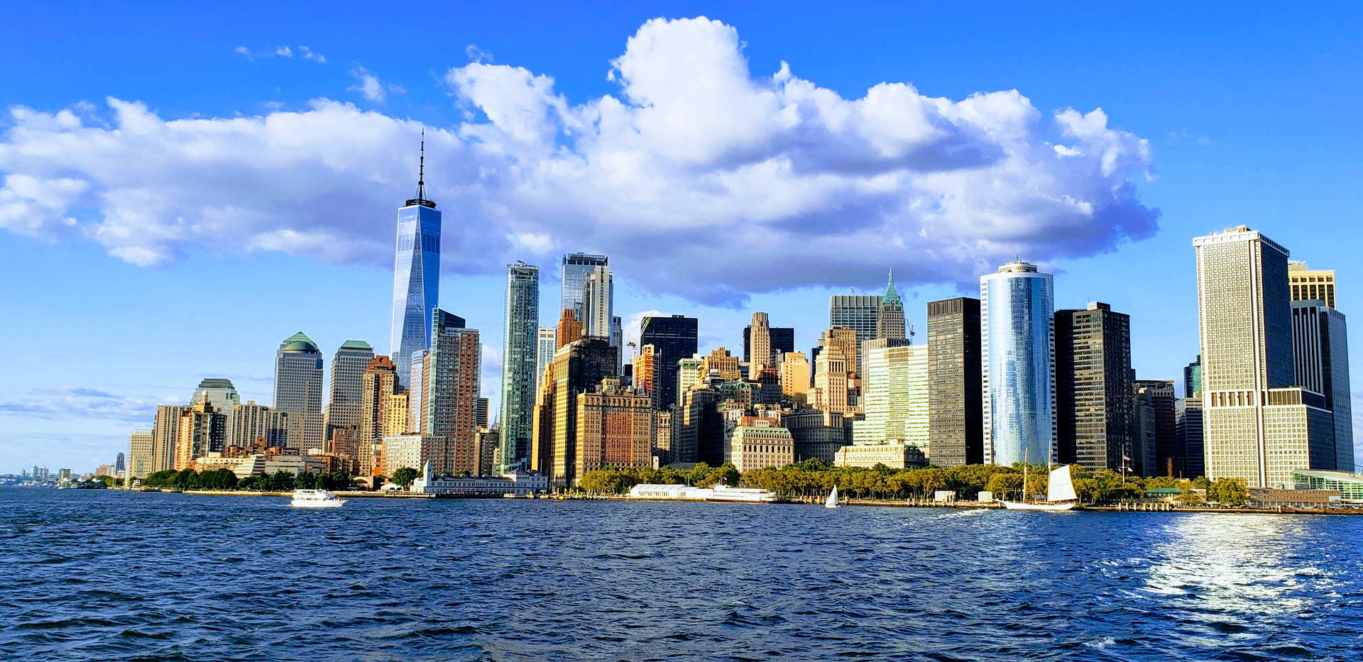 New York Hd Skyline Over Hudson Background