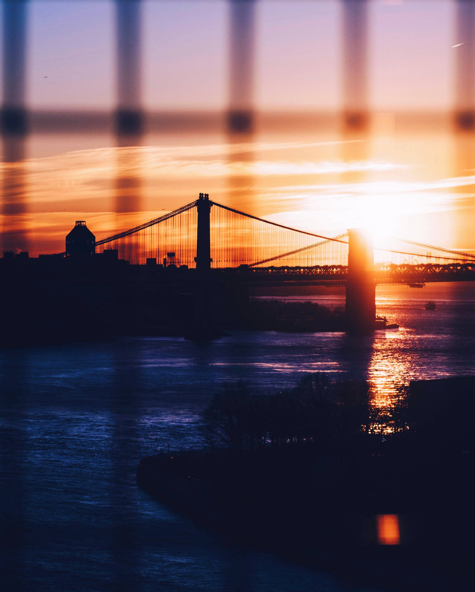 New York Hd Sunset Brooklyn Bridge Background