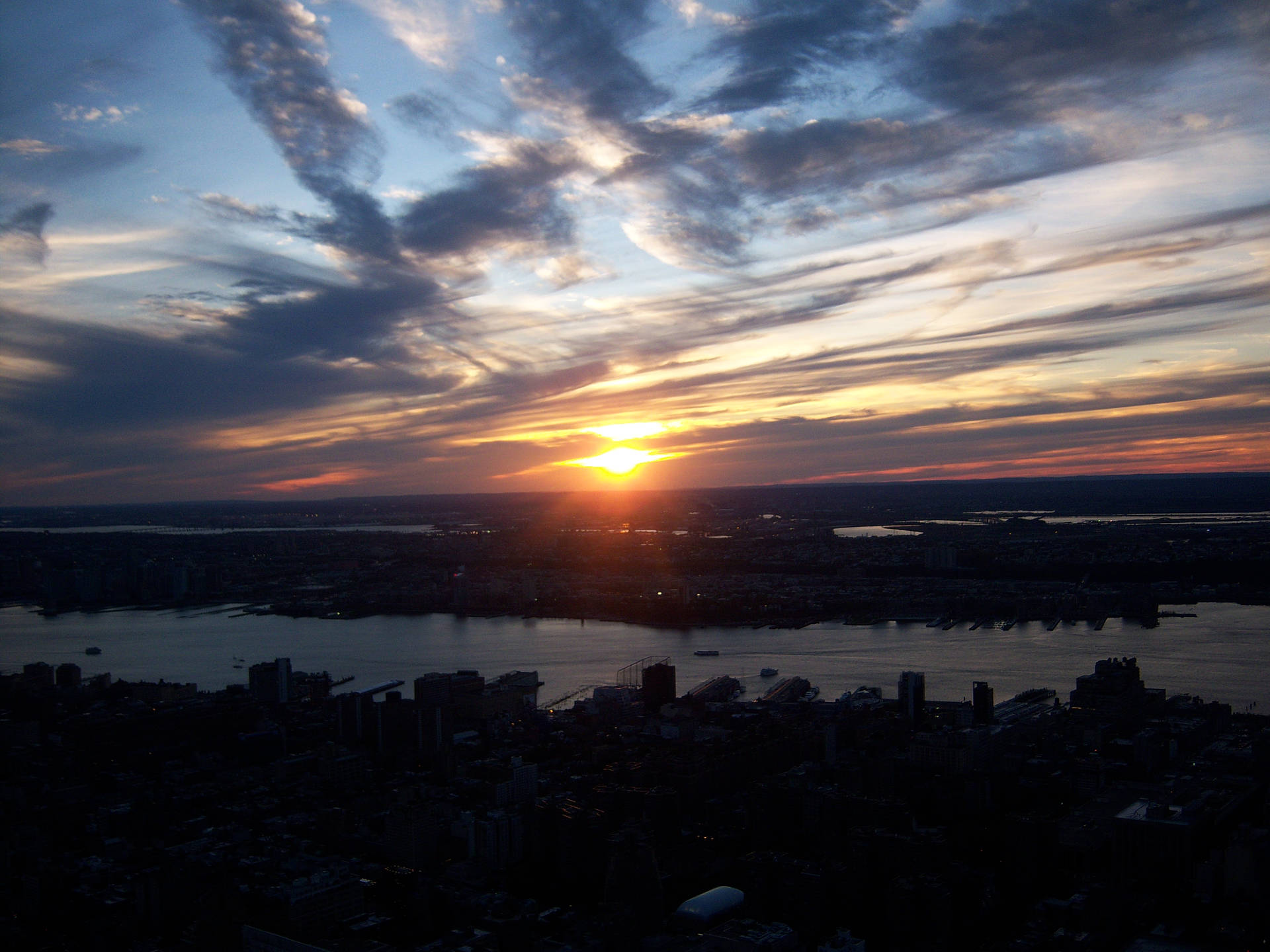 New York Hd Sunset Silhouette Background