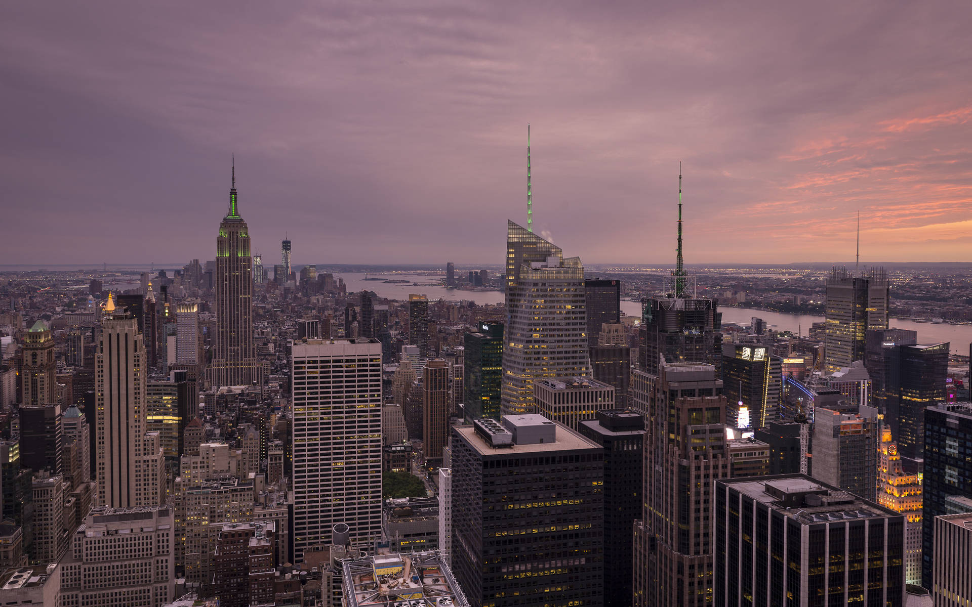 New York Hd Under Soft Lilac Sky Background