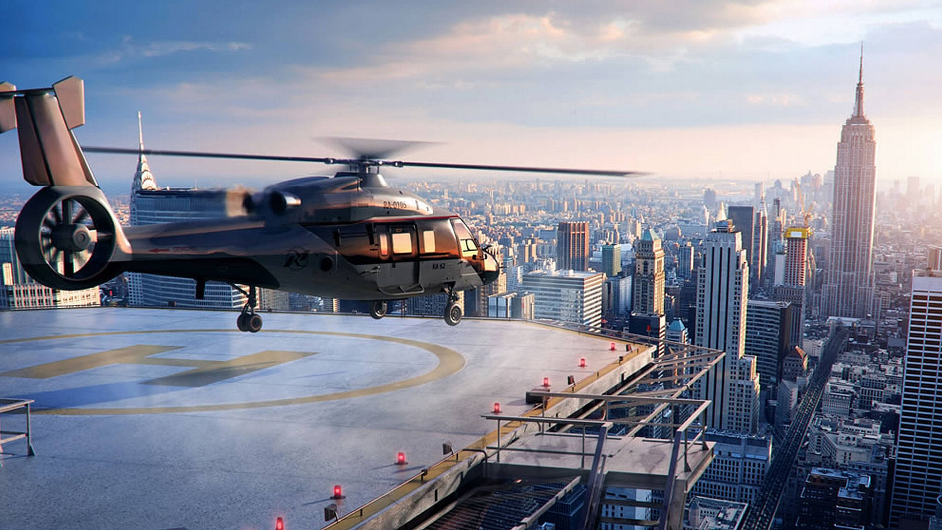 New York Heliport Helicopter 4k