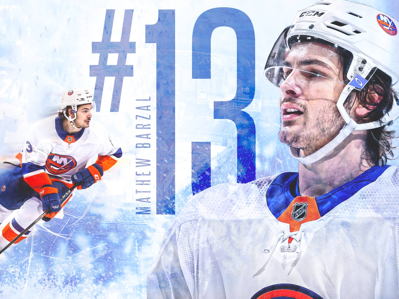 New York Islanders Ice Hockey Player Mathew Barzal Graphic Design Background