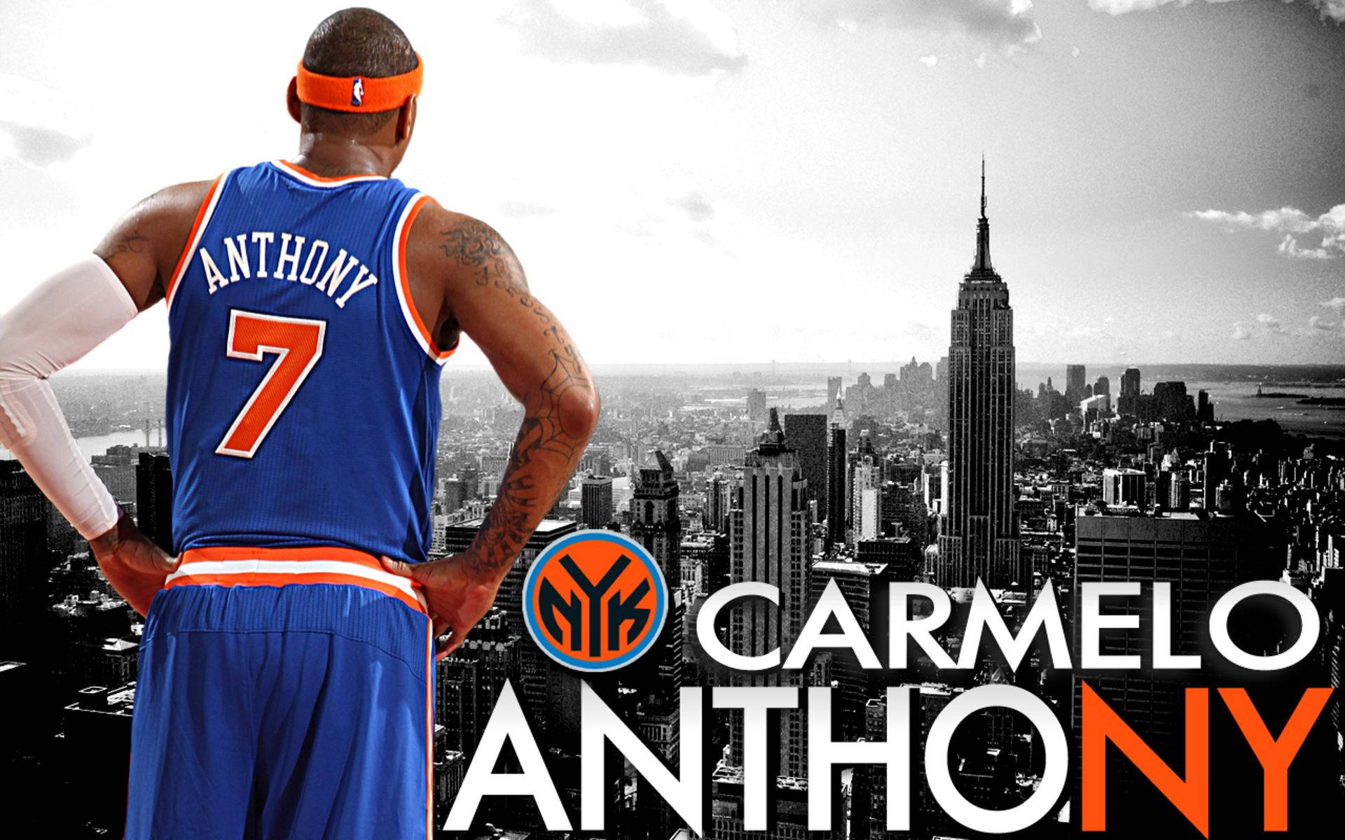 New York Knicks Carmelo Jersey Seven Background