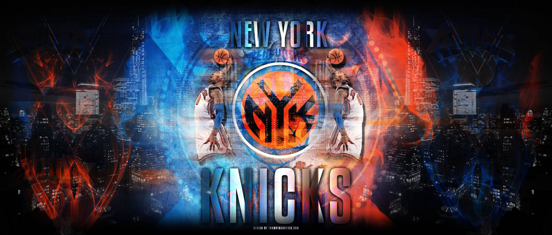 New York Knicks Dunking Carmelo Logo Background