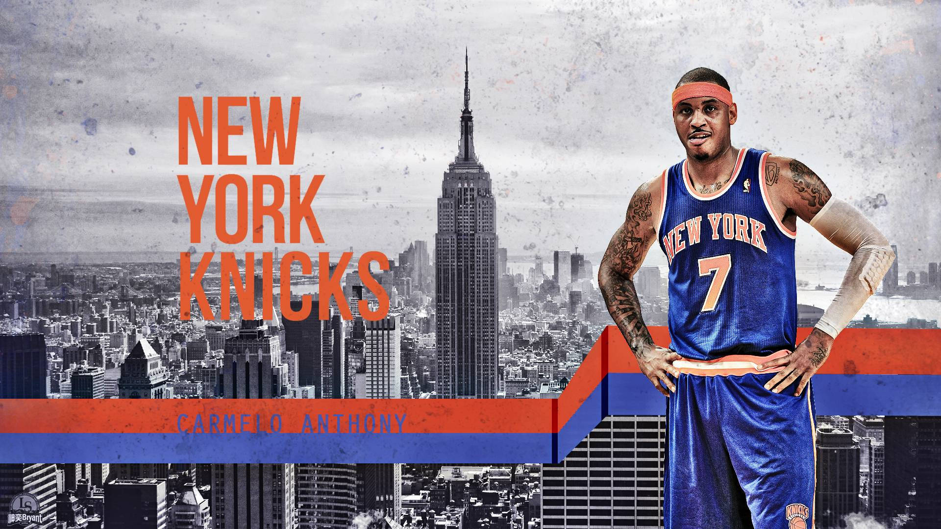 New York Knicks Greyscale Empire State Background