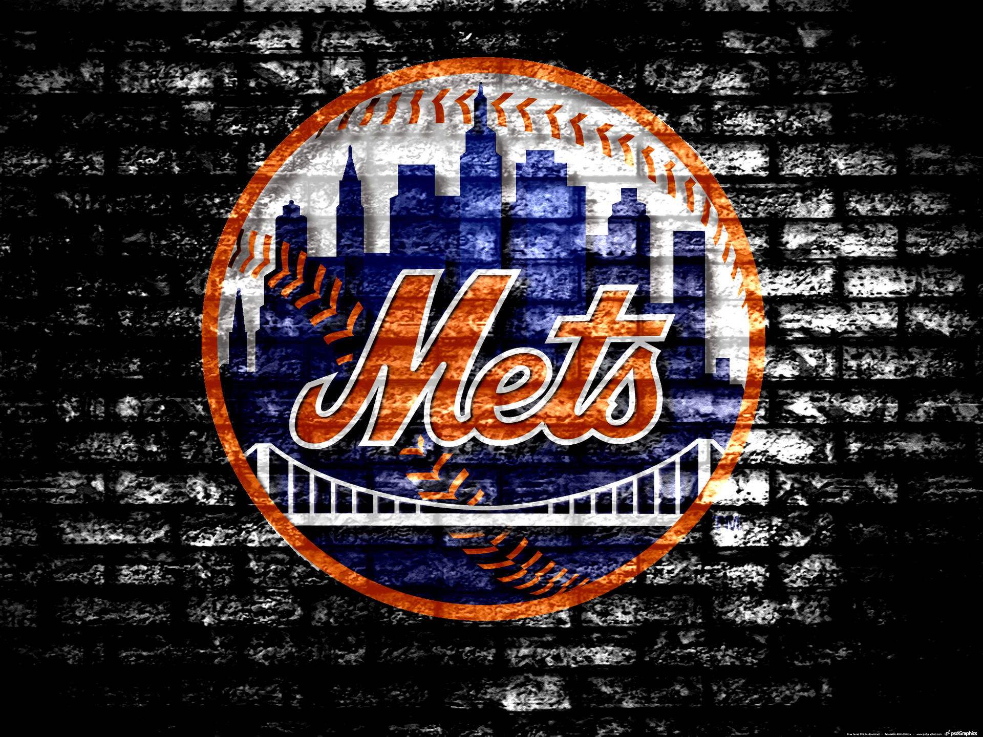 New York Mets Logo On Bricks