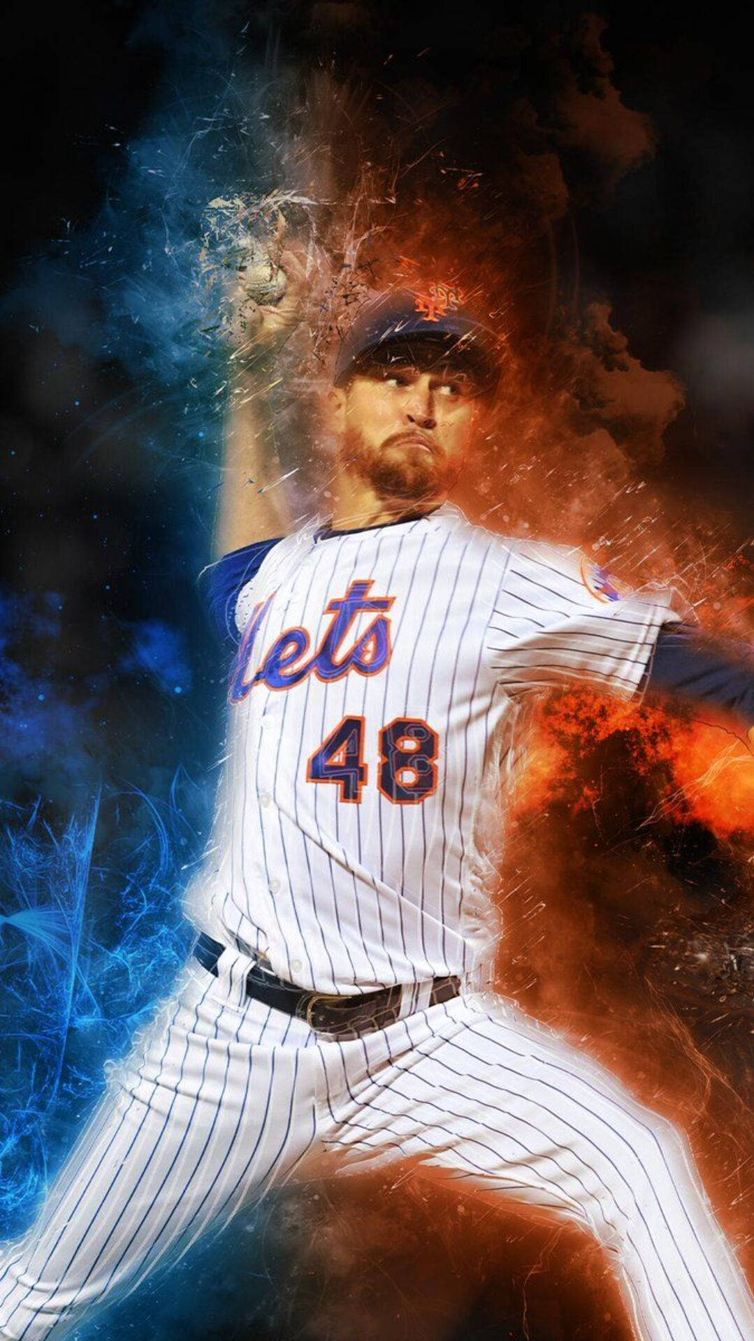 New York Mets On Fire Background