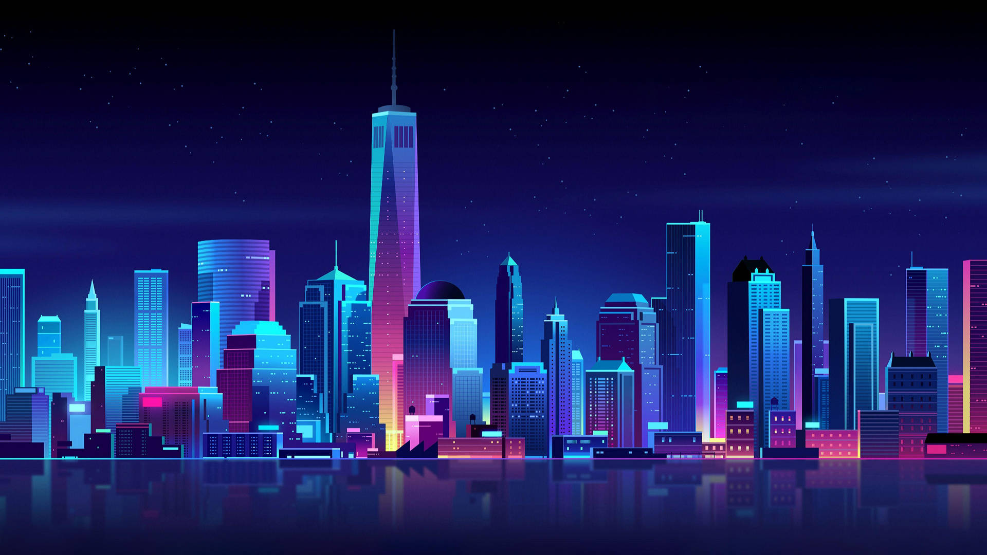 New York Night Digital Art Background