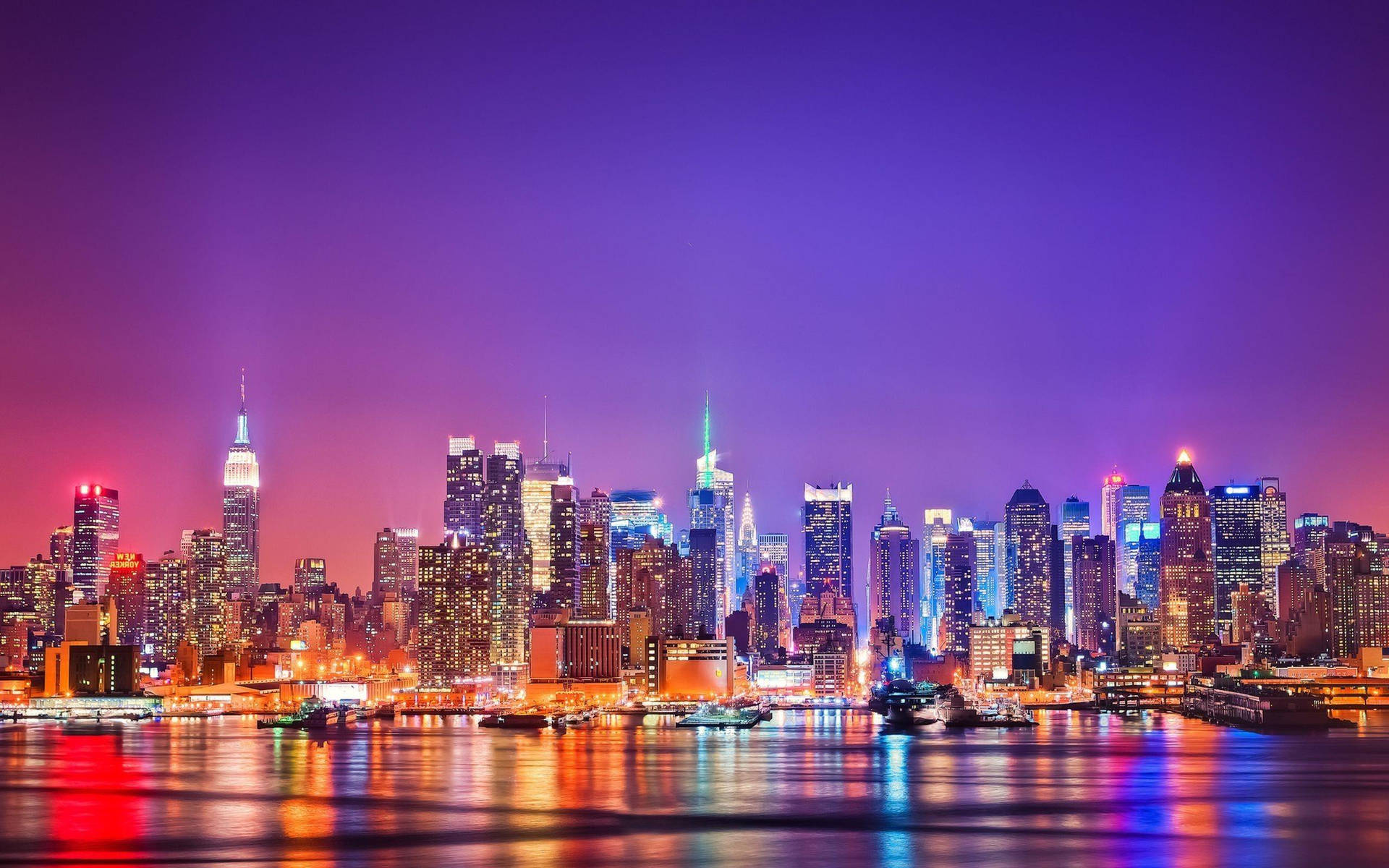 New York Night Overlooking Background