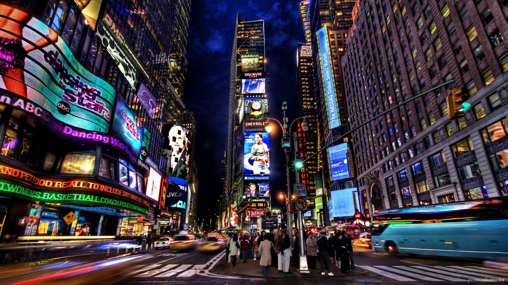 New York Night Traffic Background