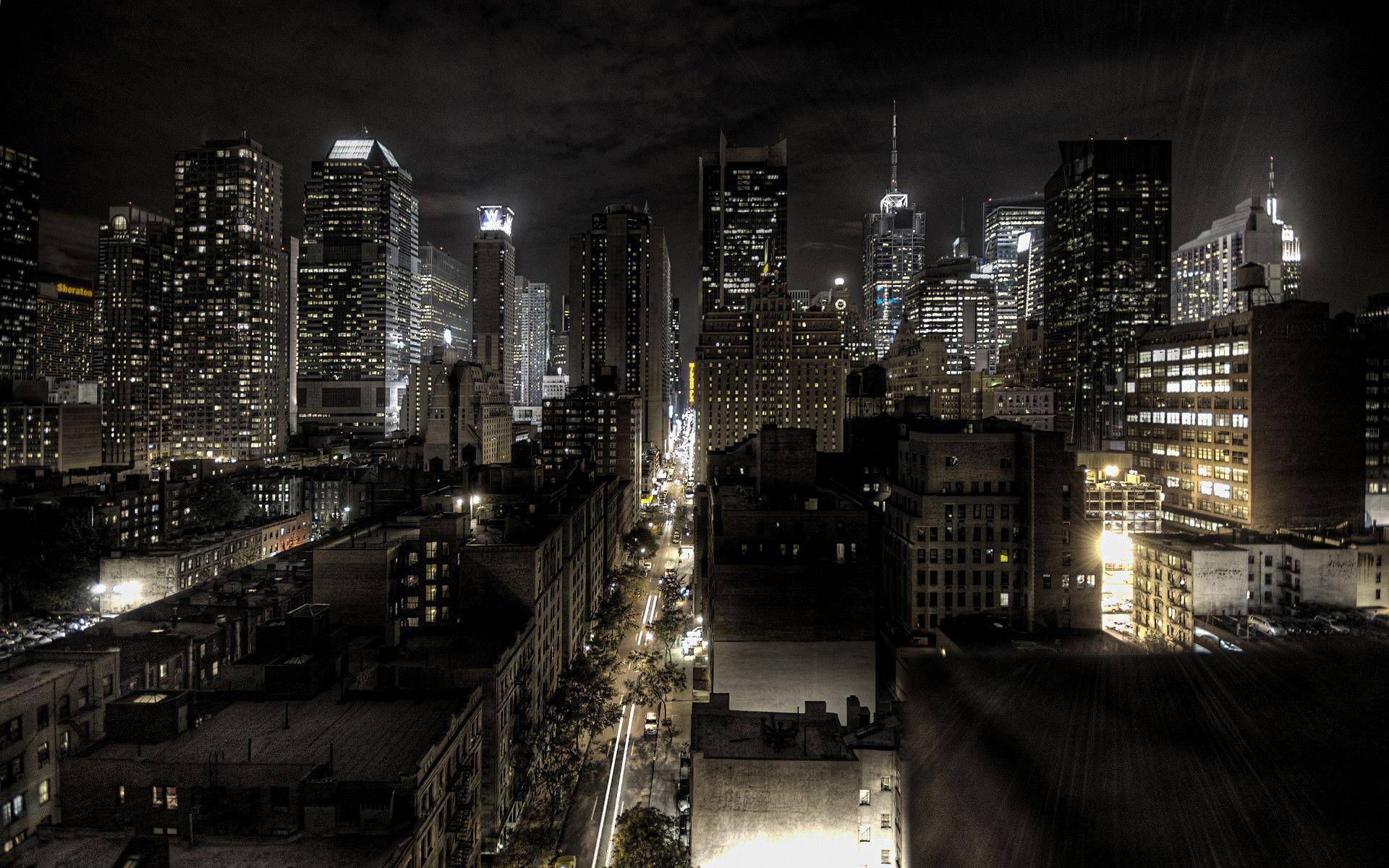 New York Night White City Lights Background