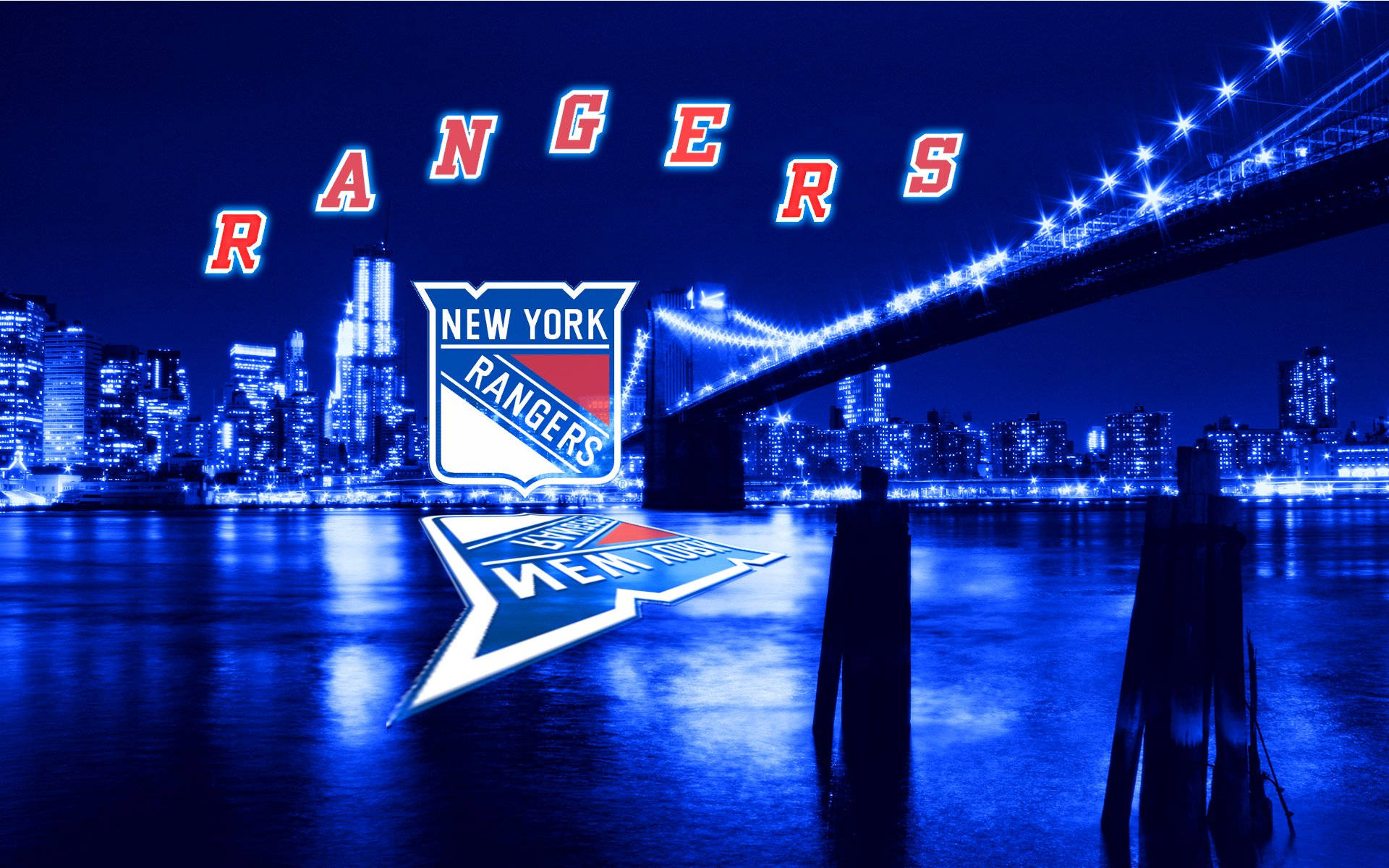 New York Rangers Brooklyn Bridge Poster