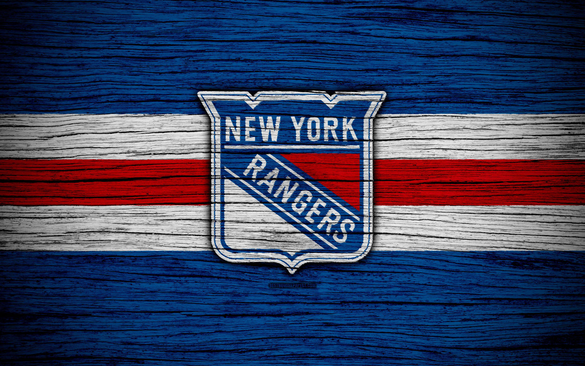 New York Rangers Wood Textile Logo Background