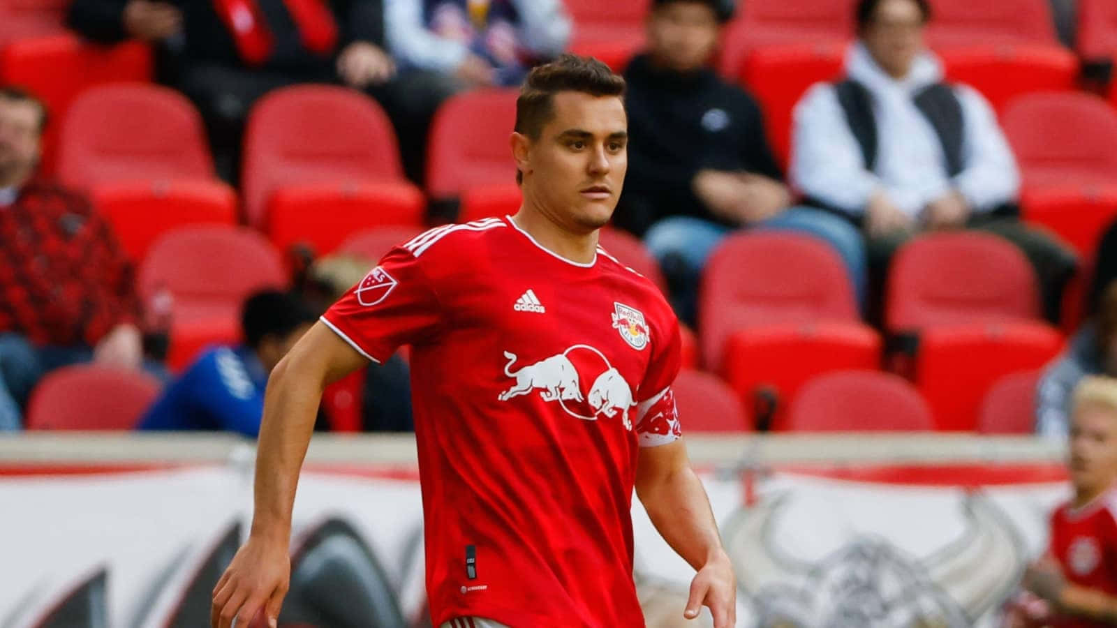 New York Red Bulls Aaron Long In Red Background