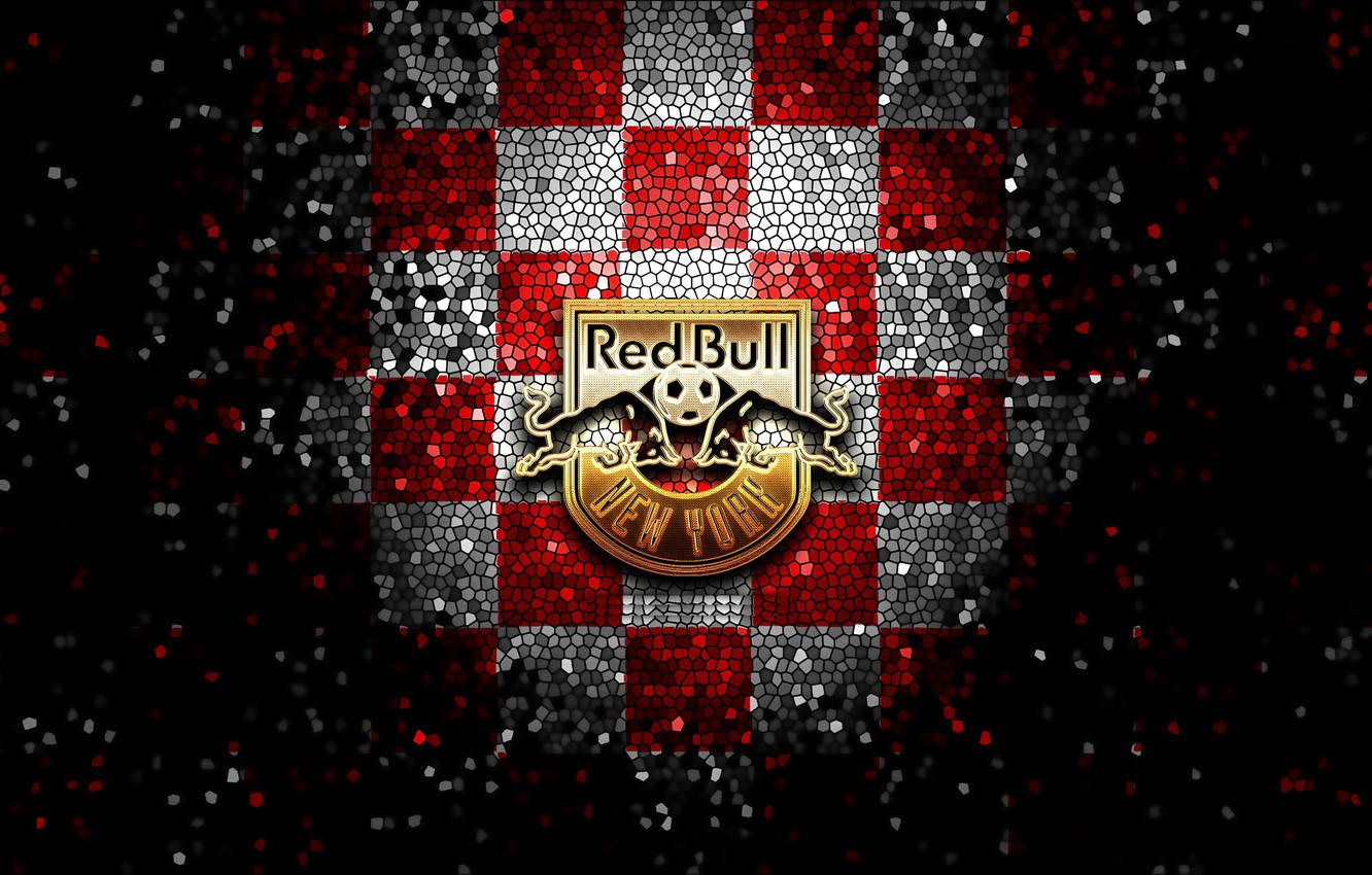 New York Red Bulls Checkered Red And White Background