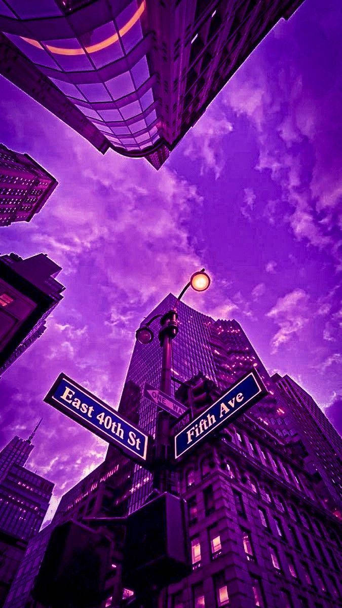 New York Sky Neon Purple Iphone