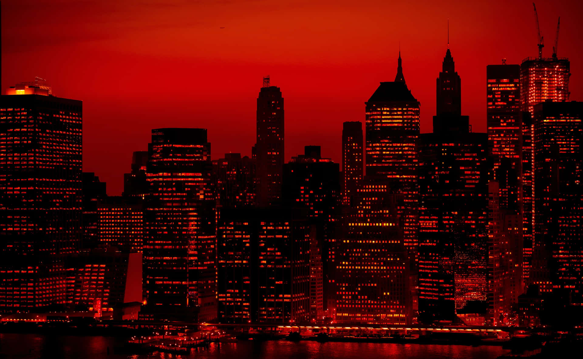 New York Skyline Black And Red Aesthetic Background
