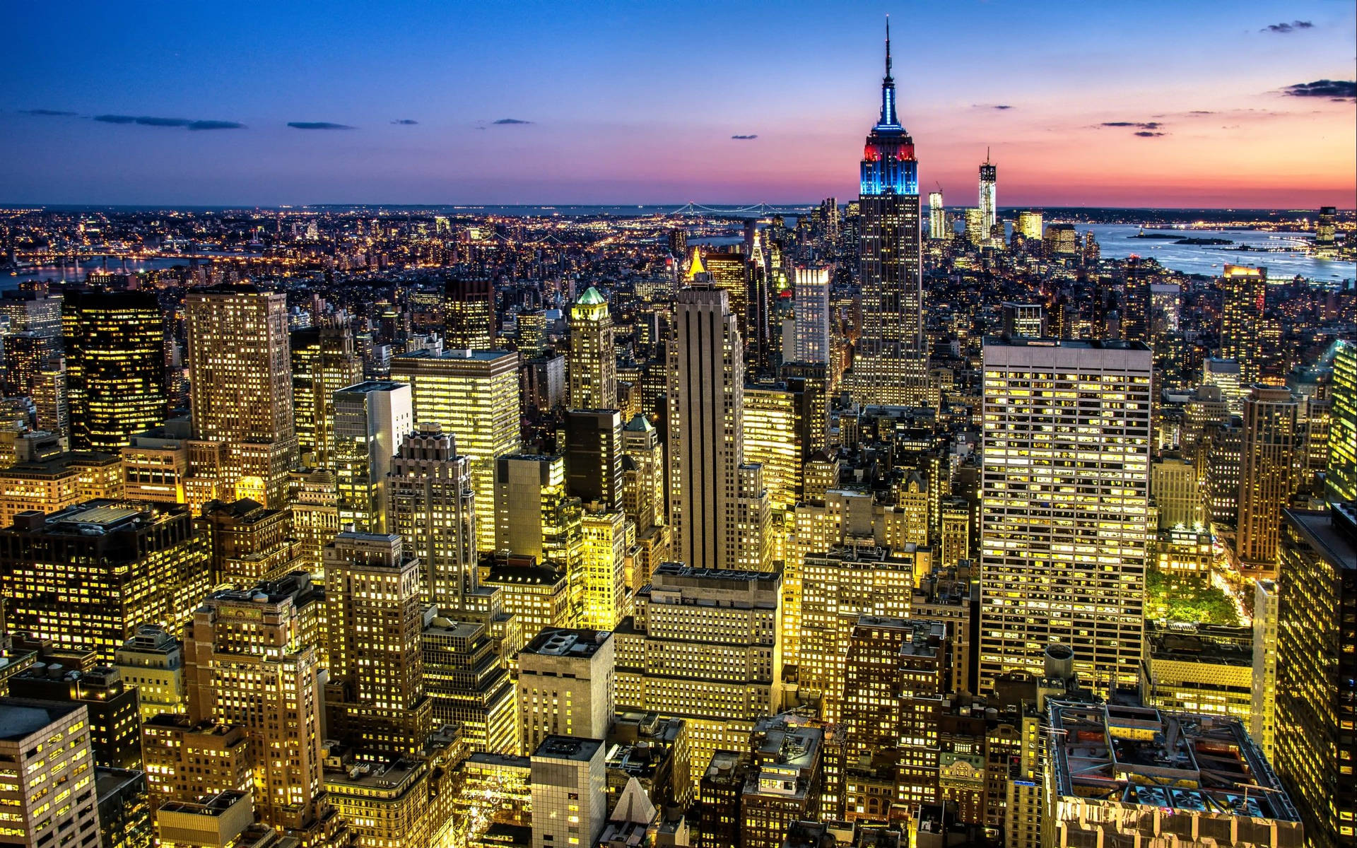 New York Skyline Building Lights Background