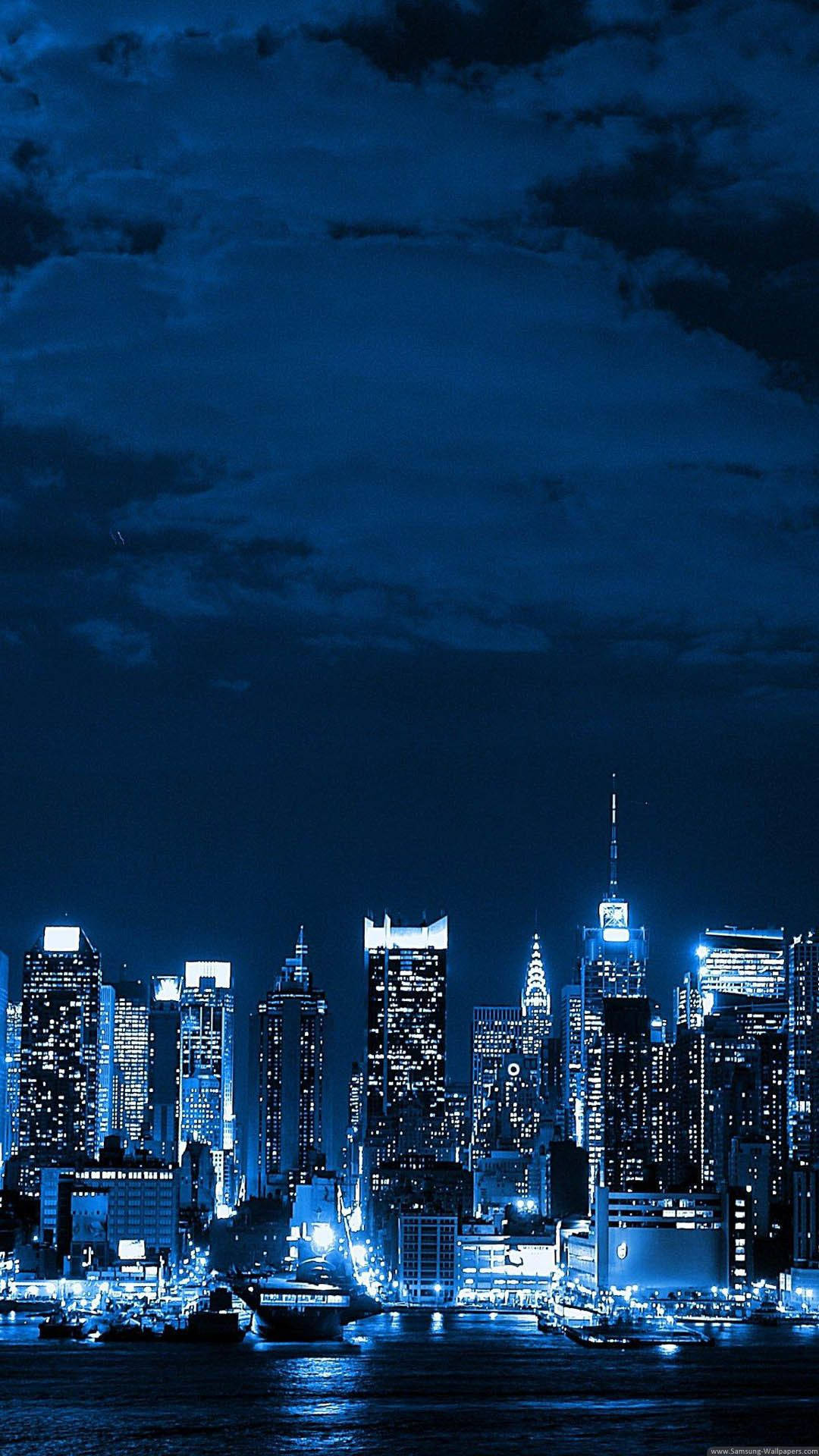 New York Skyline Iphone Blue Lights