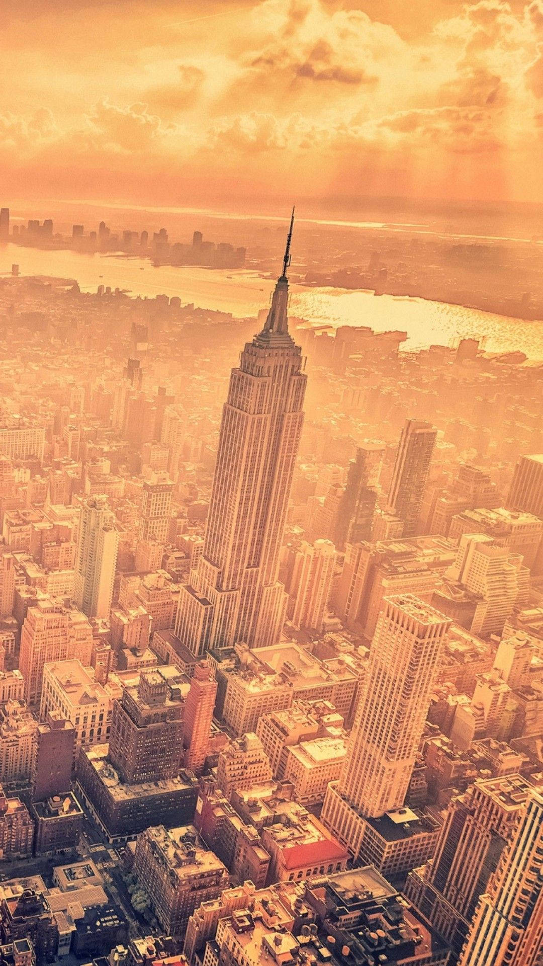 New York Skyline Iphone Empire State Gold Theme Background