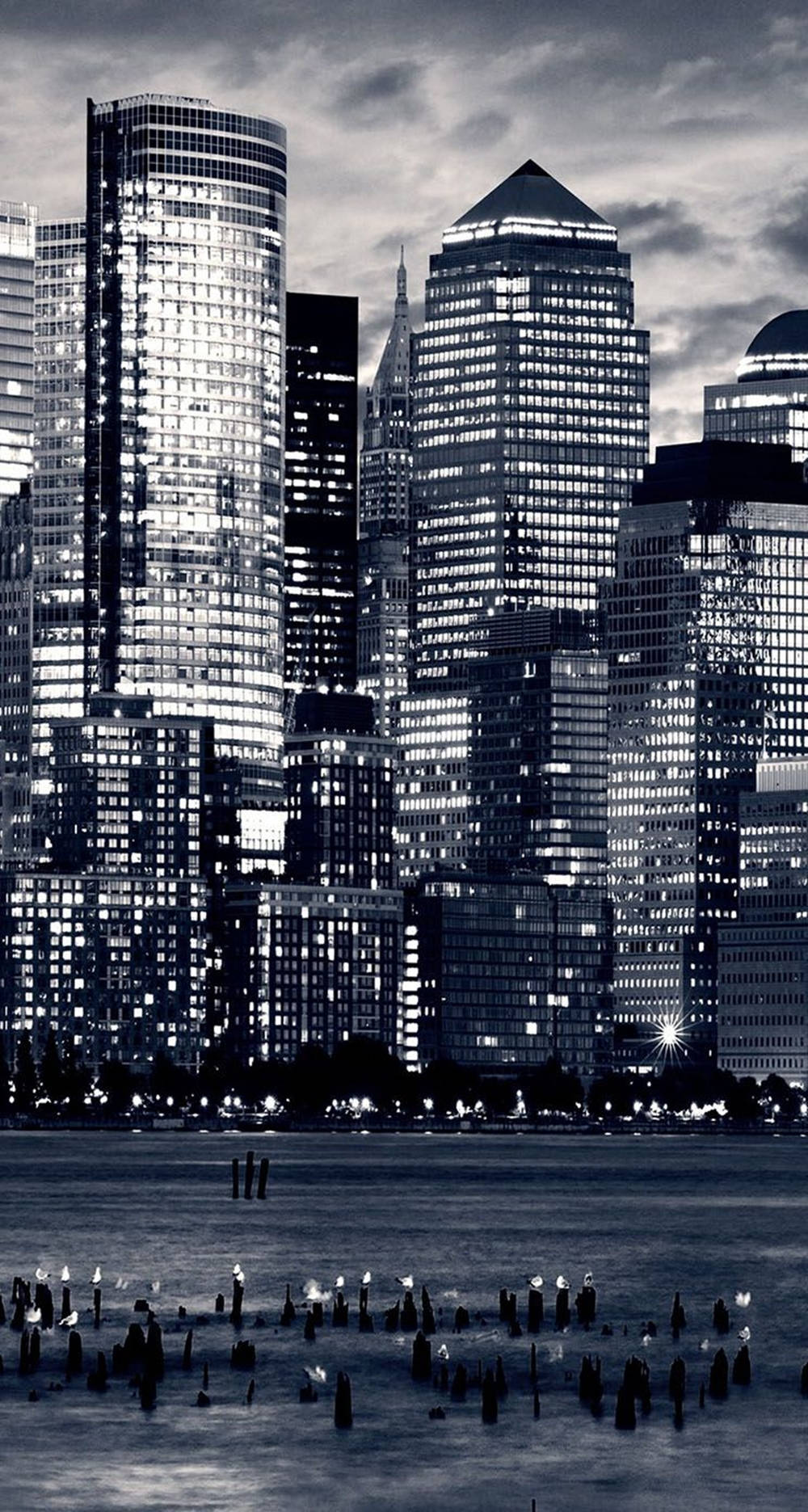 New York Skyline Iphone Monochromatic City Lights Background