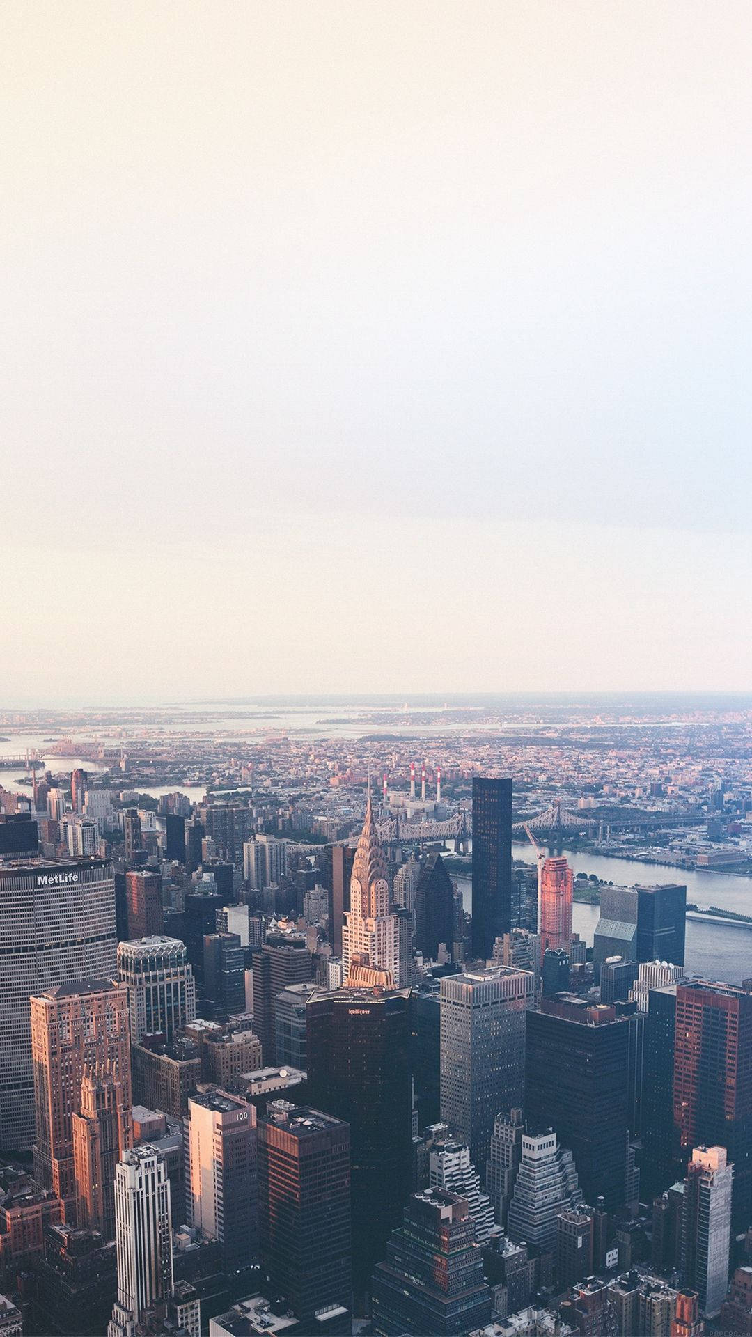 New York Skyline Iphone Underneath A Foggy Sky Background