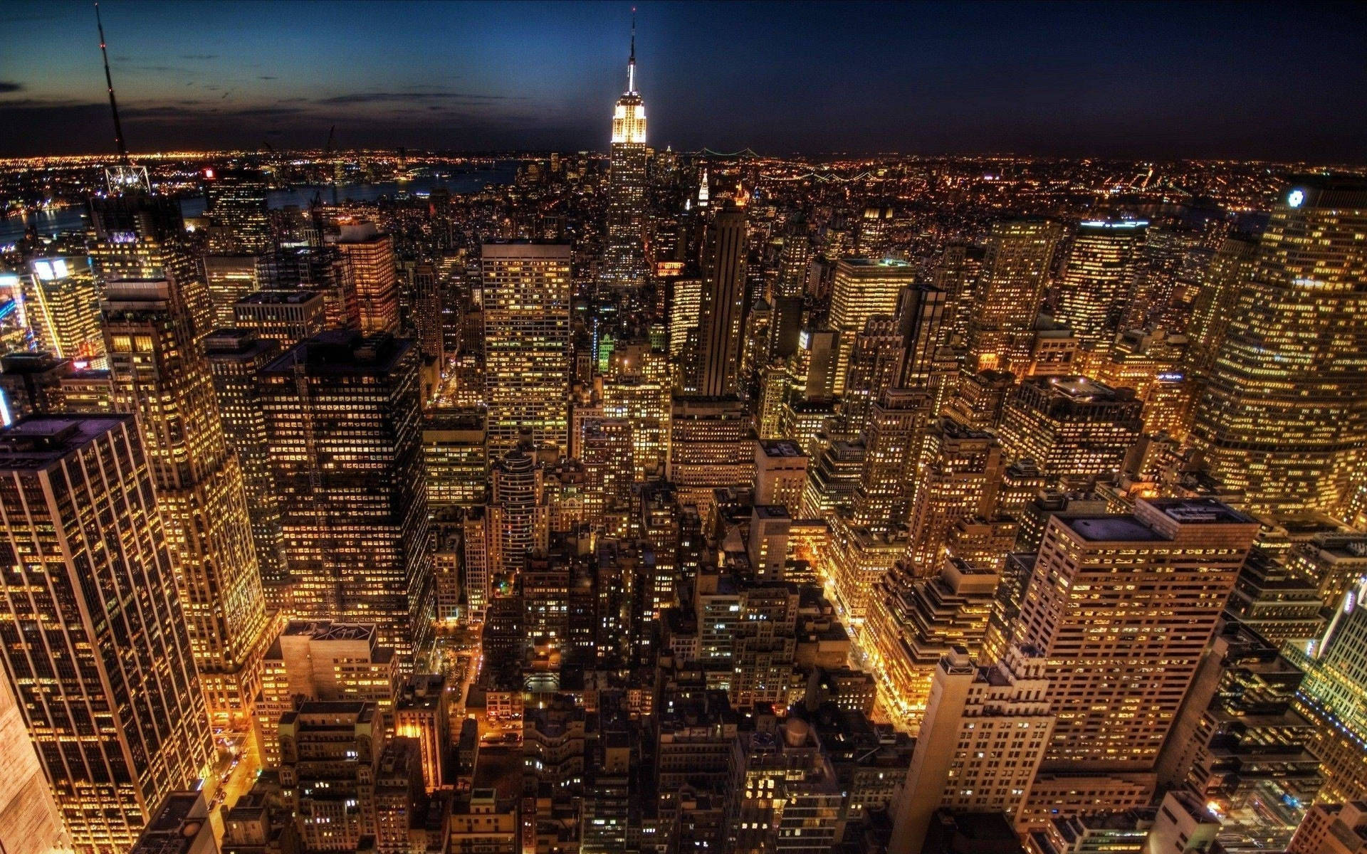 New York Skyline Looking Golden Background