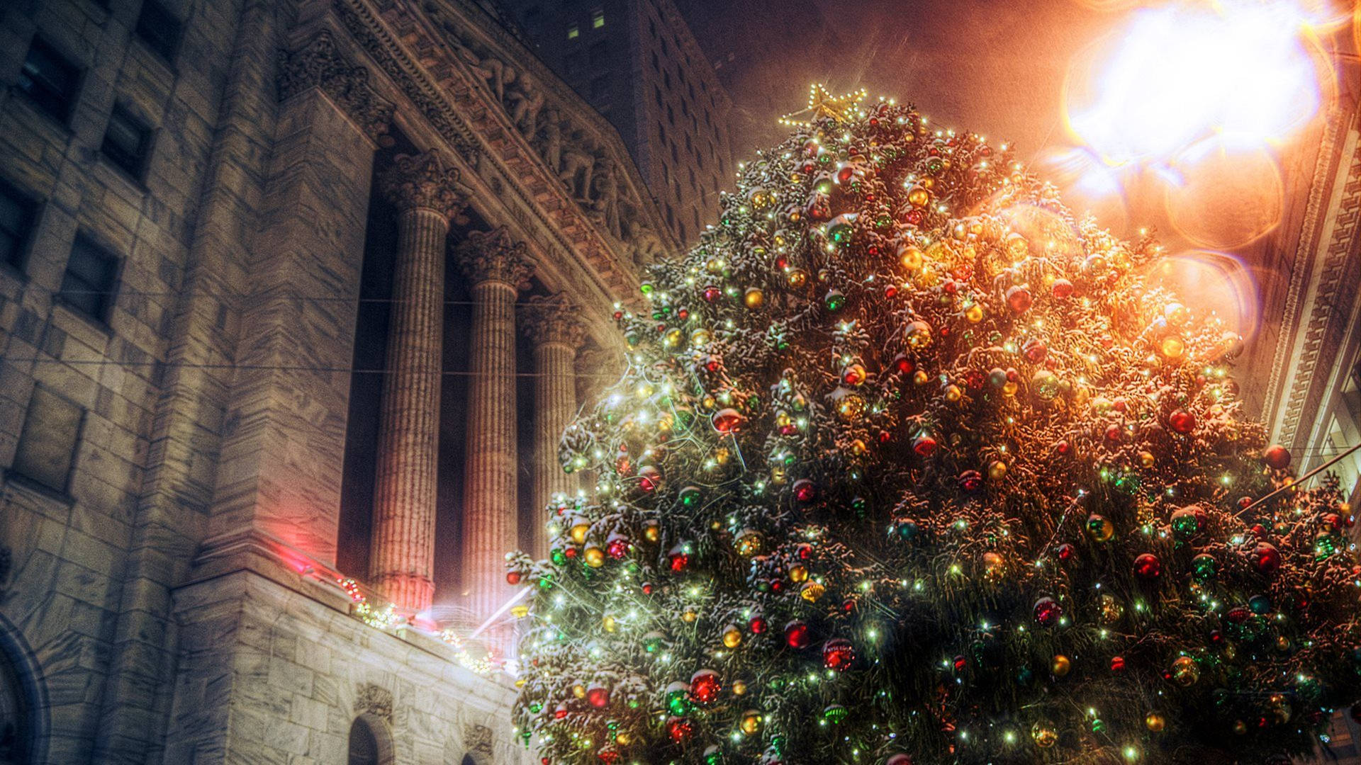 New York Stock Exchange 4k Ultra Hd Christmas Tree Background