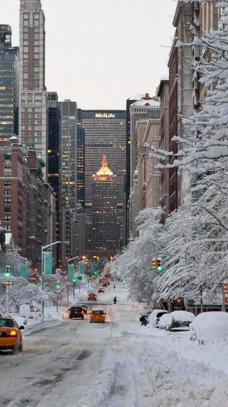 New York Winter Iphone X Background