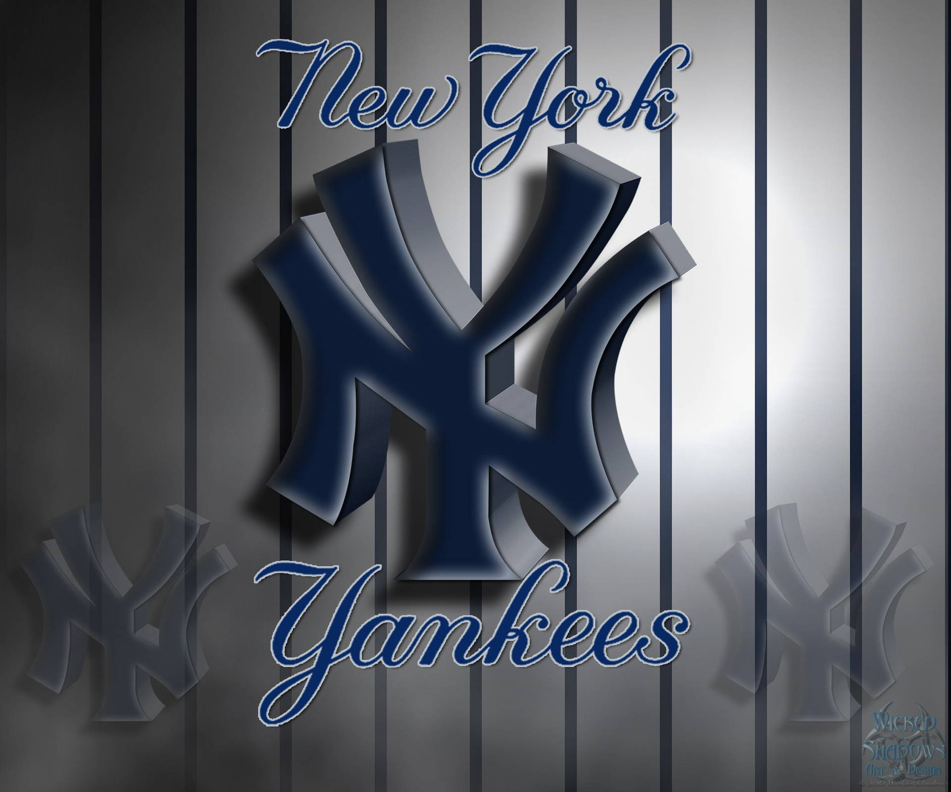New York Yankees 3d Logo Pinstripes Background