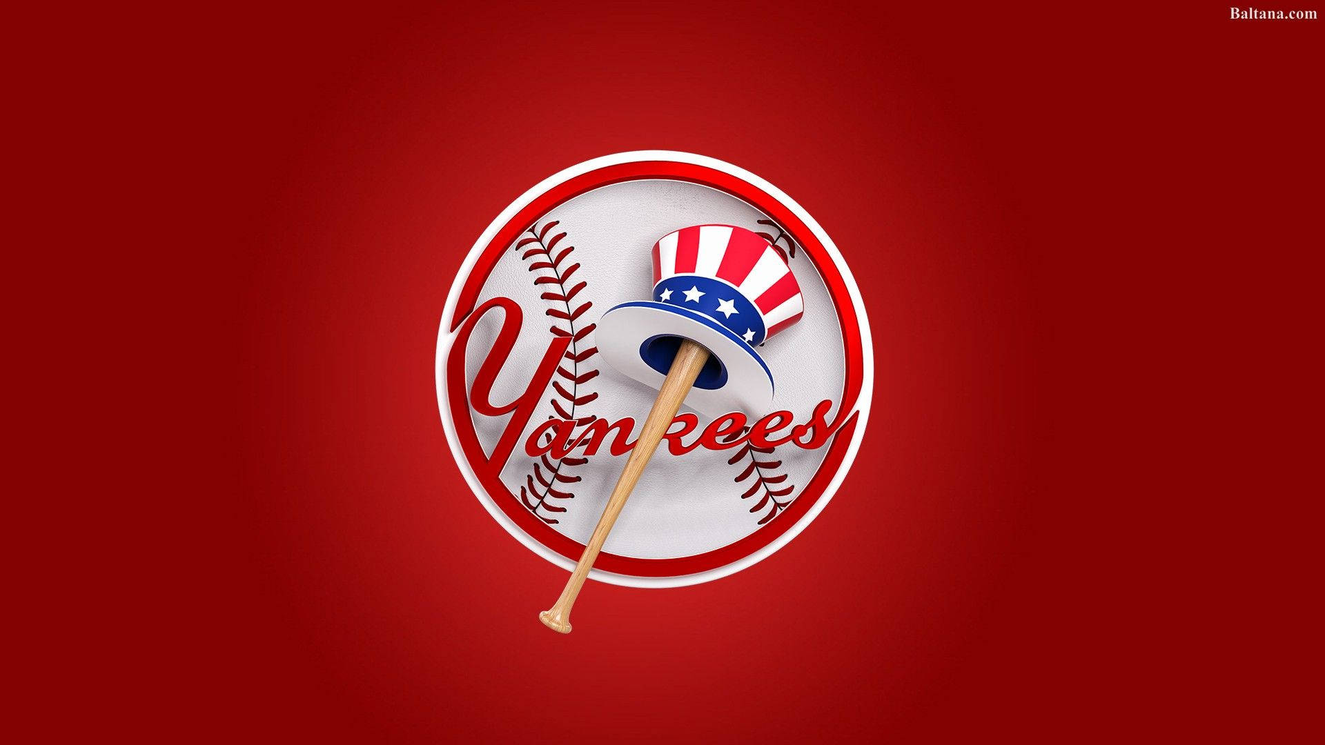 New York Yankees 3d Red Hat Logo Background