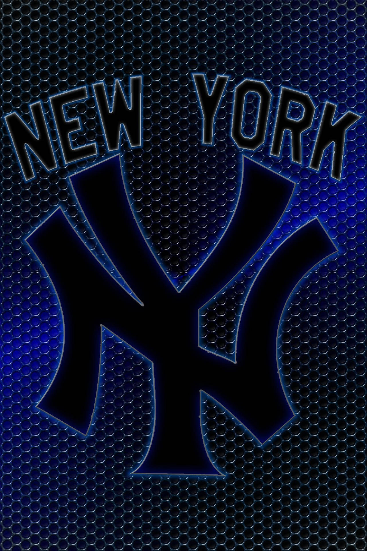 New York Yankees Logo Dark Honeycomb Background