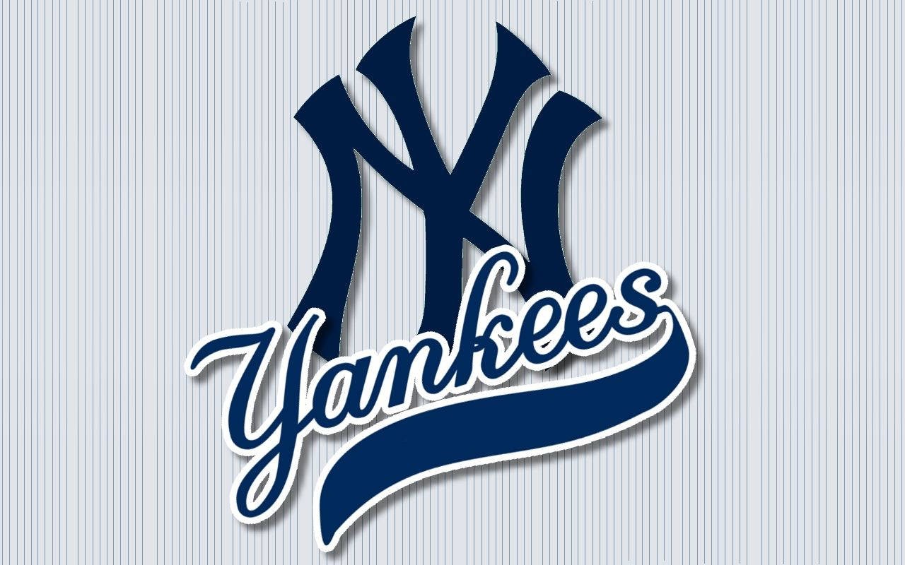 New York Yankees Wordmark Logo Pinstripes Background