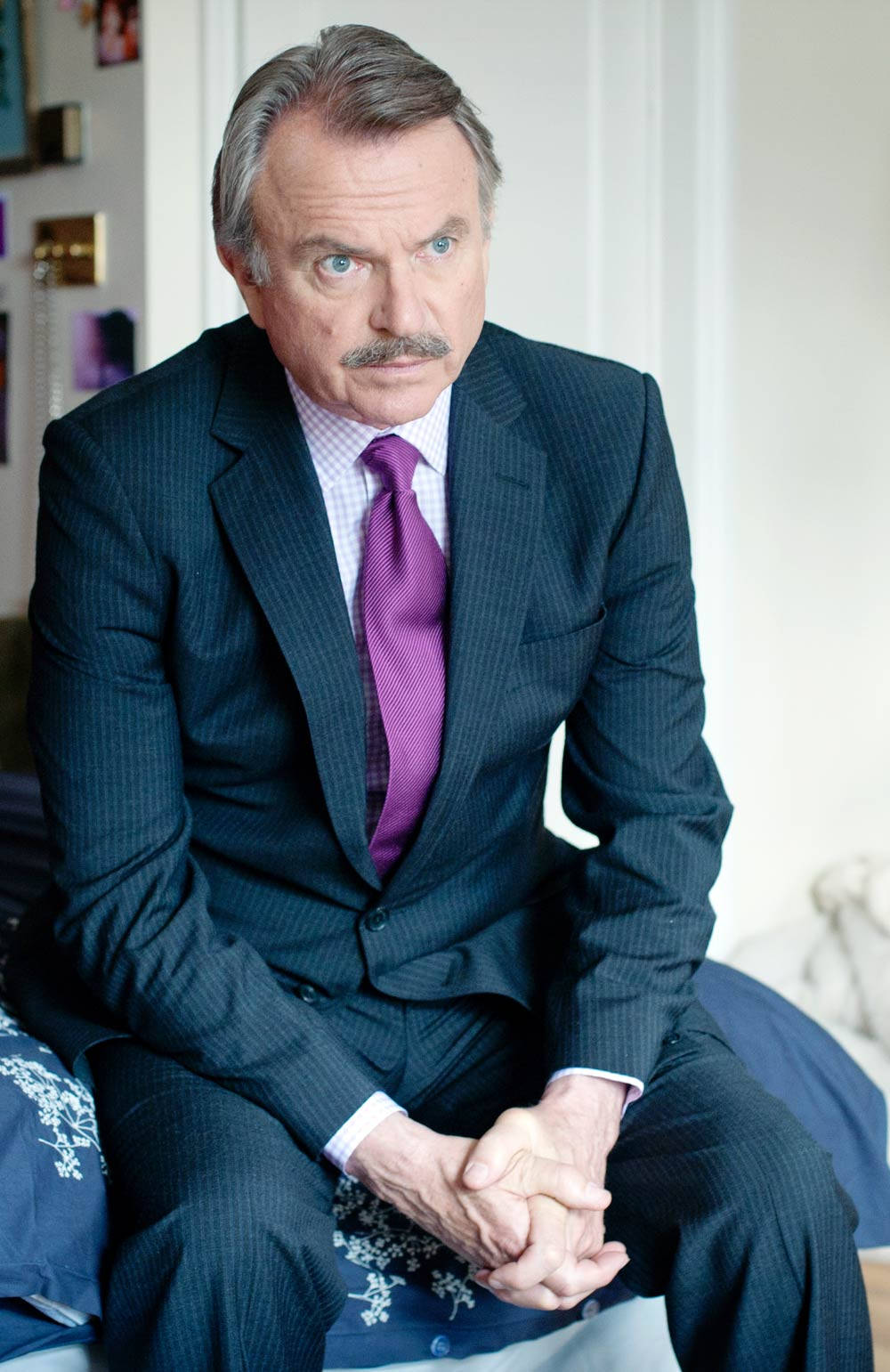 New Zealand Actor Sam Neill In Suit Portrait Background